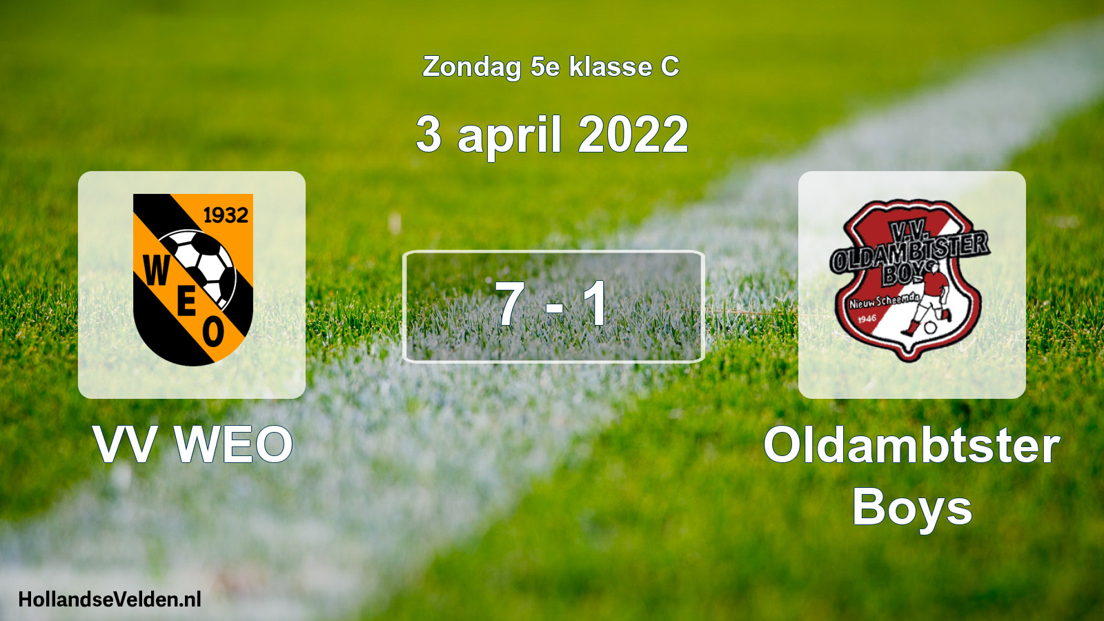 Total number of matches played: VV WEO - Oldambtster Boys 7 - 1 (3 April 2022)