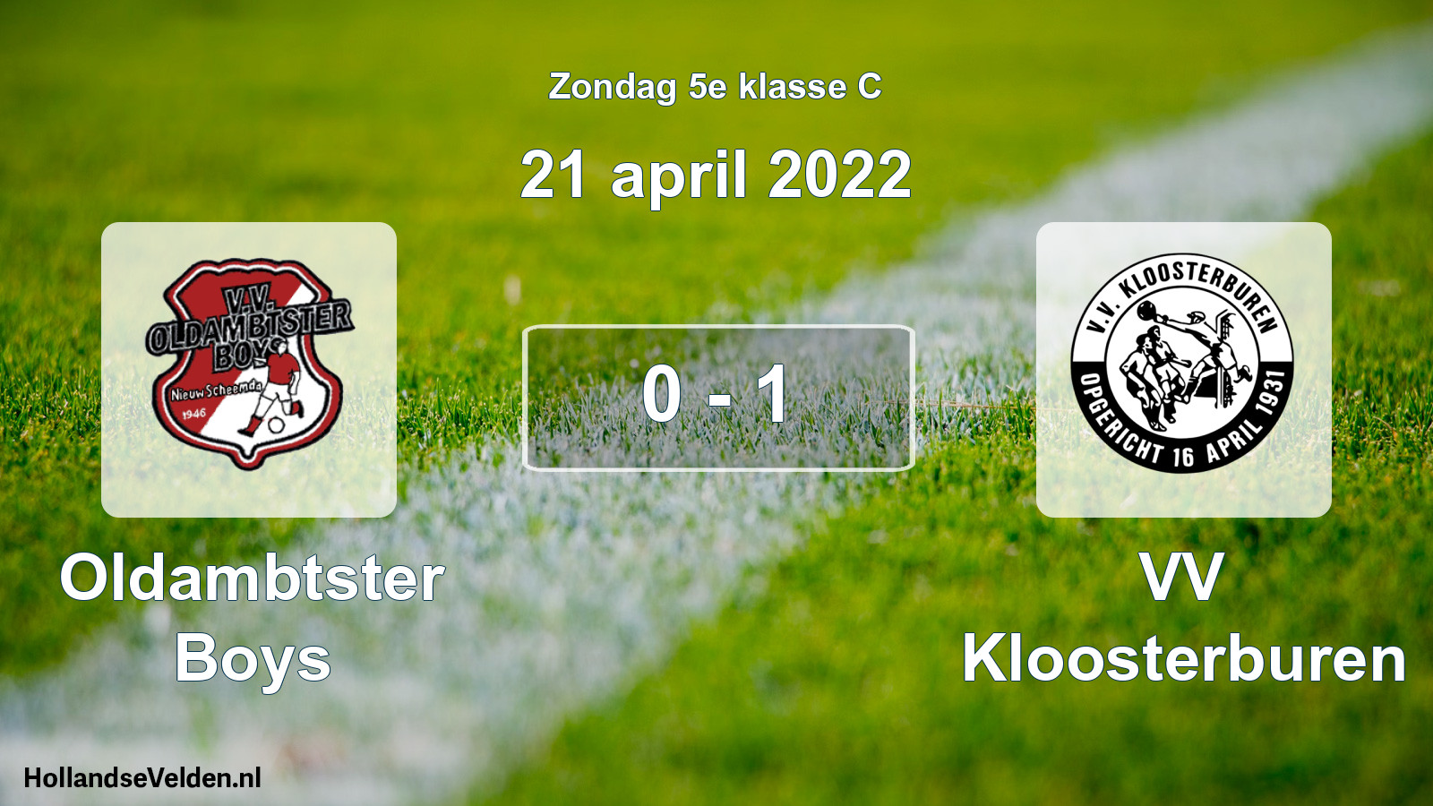 Total number of matches played: Oldambtster Boys - VV Kloosterburen 0 - 1 (21 April 2022)
