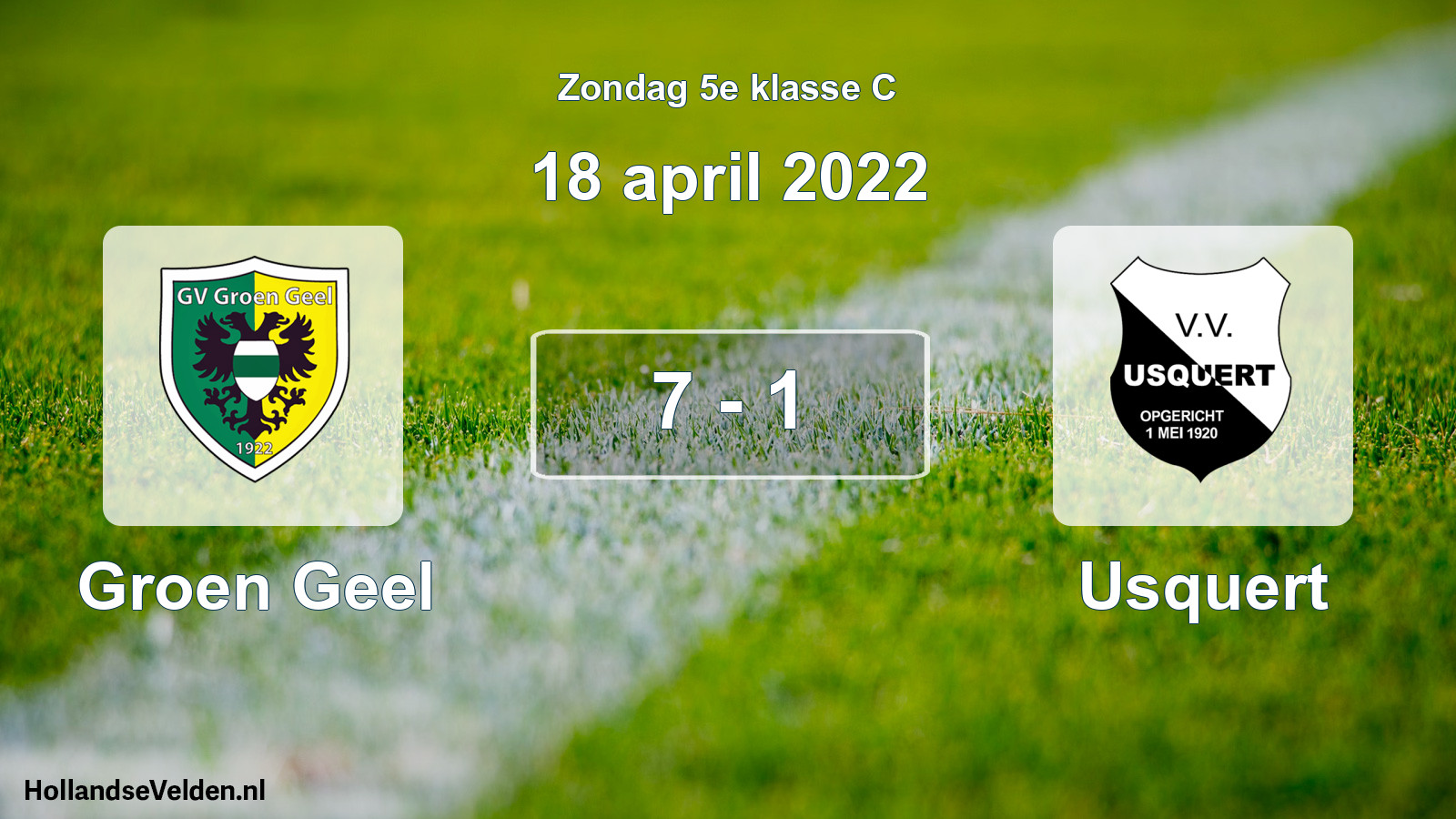 Total number of matches played: Groen Geel - Usquert 7 - 1 (18 April 2022)