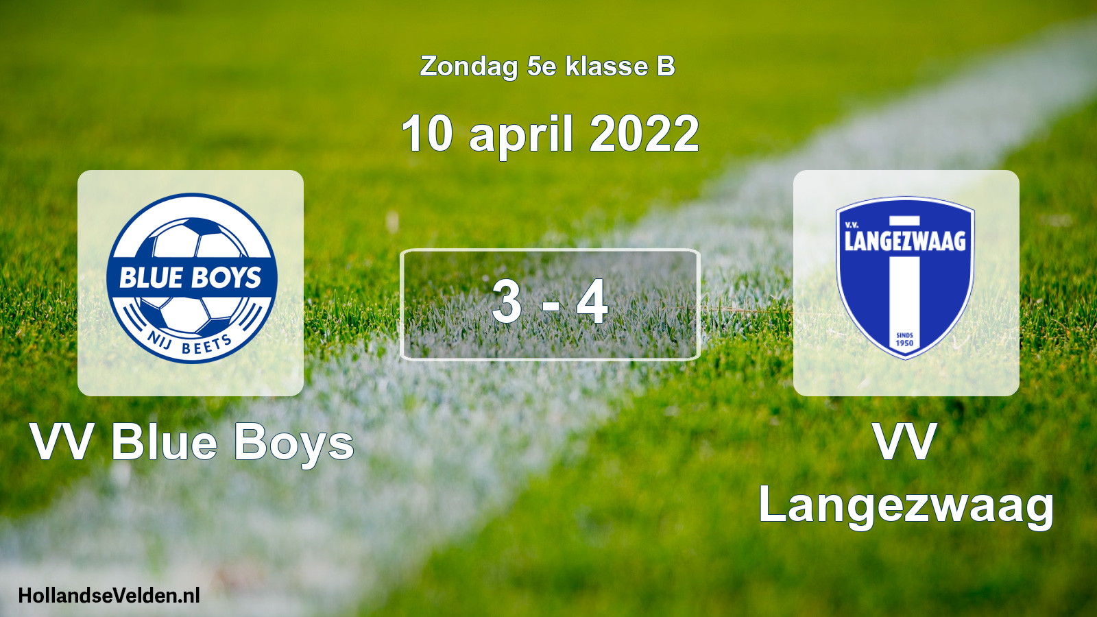 Total number of matches played: VV Blue Boys - VV Langezwaag 3 - 4 (10 April 2022)