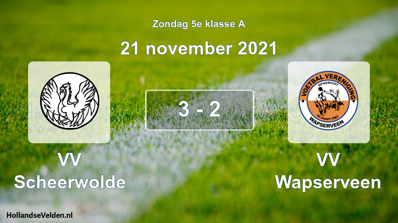 Total number of matches played: VV Scheerwolde - VV Wapserveen 3 - 2 (21 November 2021)