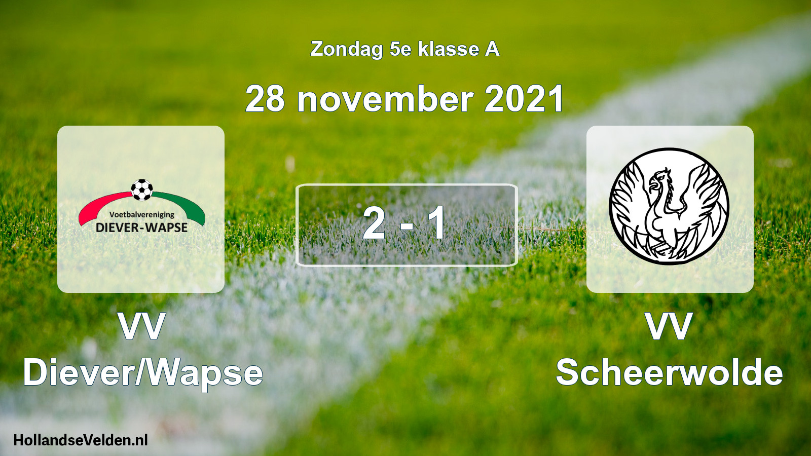 Total number of matches played: VV Diever/Wapse - VV Scheerwolde 2 - 1 (28 November 2021)