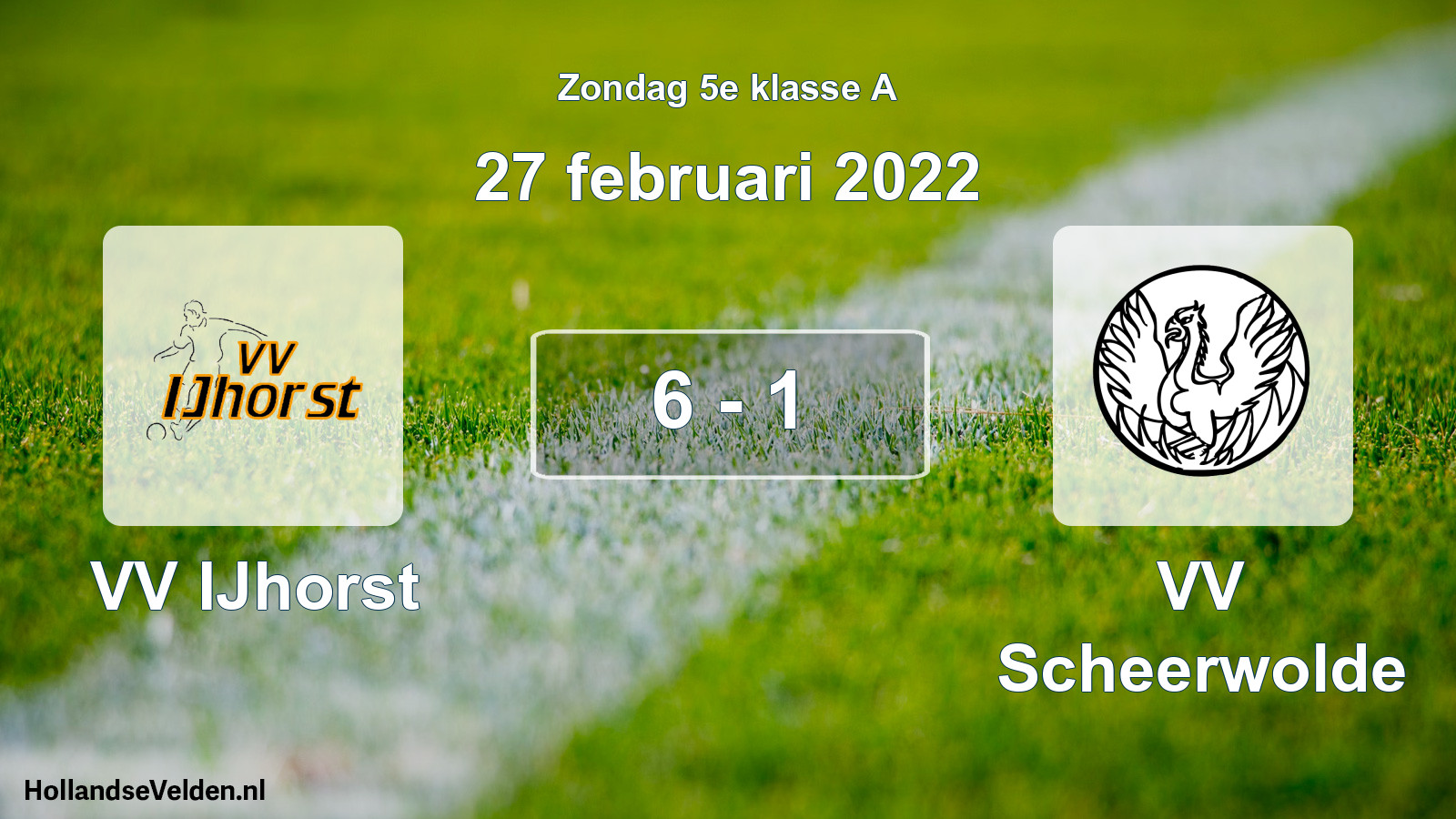 Total number of matches played: VV IJhorst - VV Scheerwolde 6 - 1 (27 February 2022)