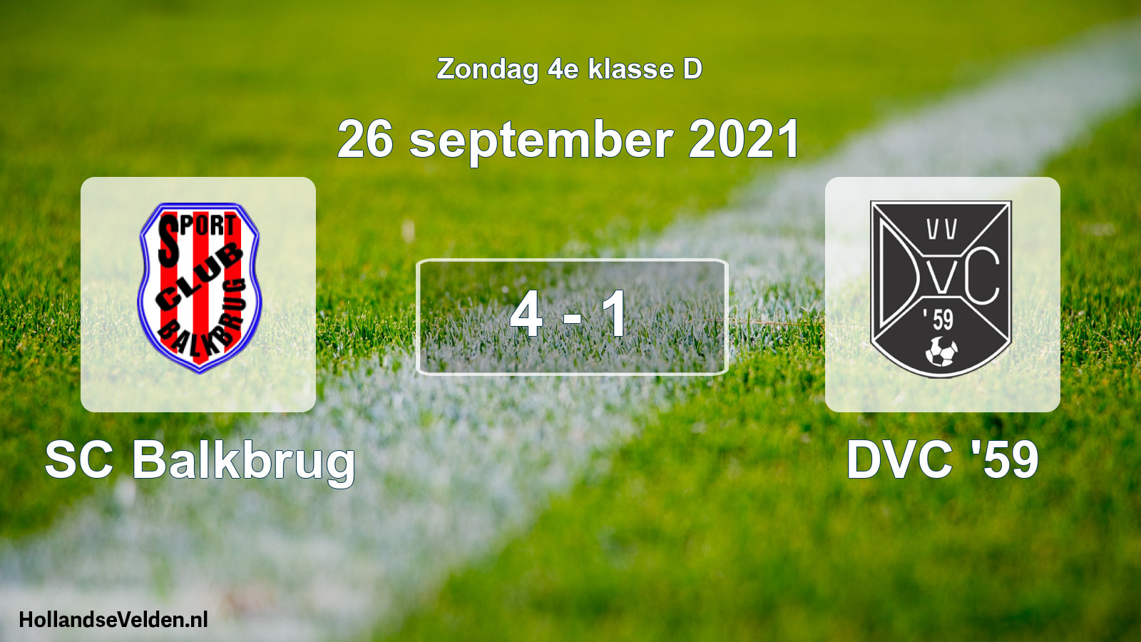 Total number of matches played: SC Balkbrug - DVC '59 4 - 1 (26 September 2021)