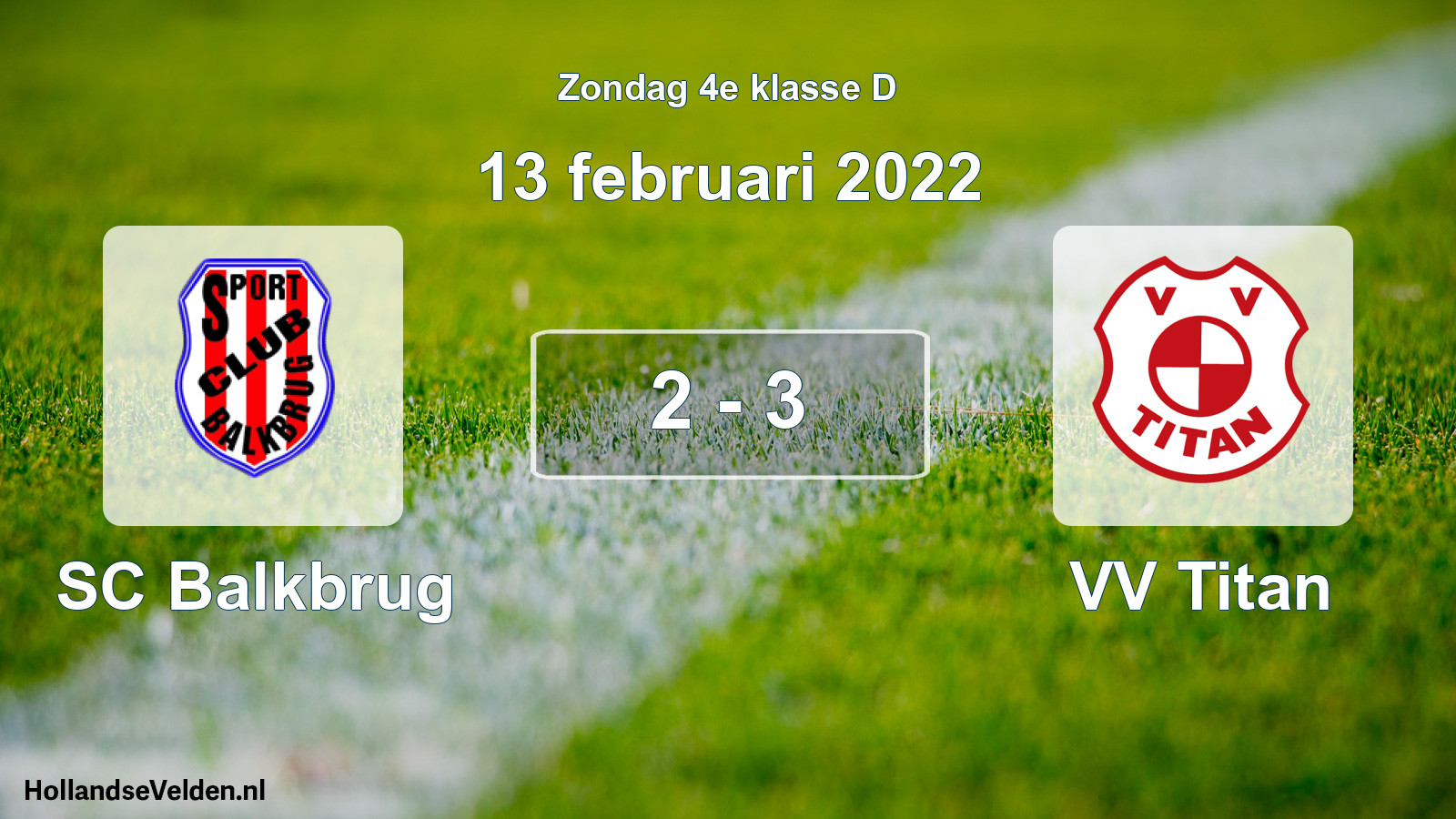 Total number of matches played: SC Balkbrug - VV Titan 2 - 3 (13 February 2022)