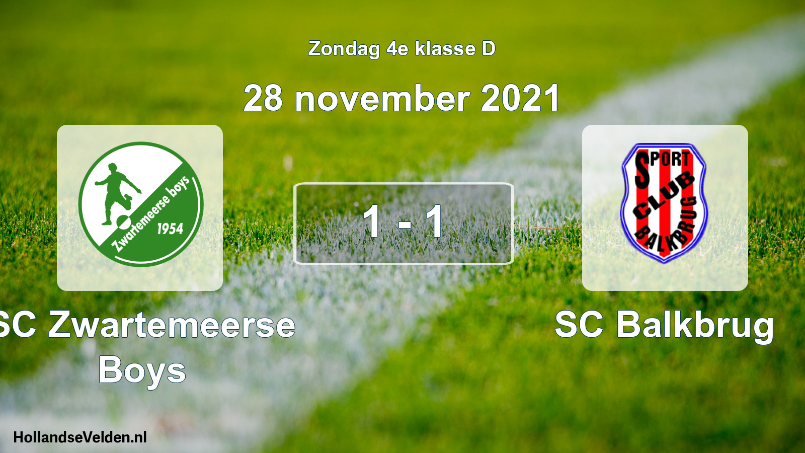 Total number of matches played: SC Zwartemeerse Boys - SC Balkbrug 1 - 1 (28 November 2021)