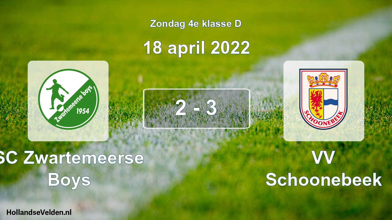 Total number of matches played: SC Zwartemeerse Boys - VV Schoonebeek 2 - 3 (18 April 2022)
