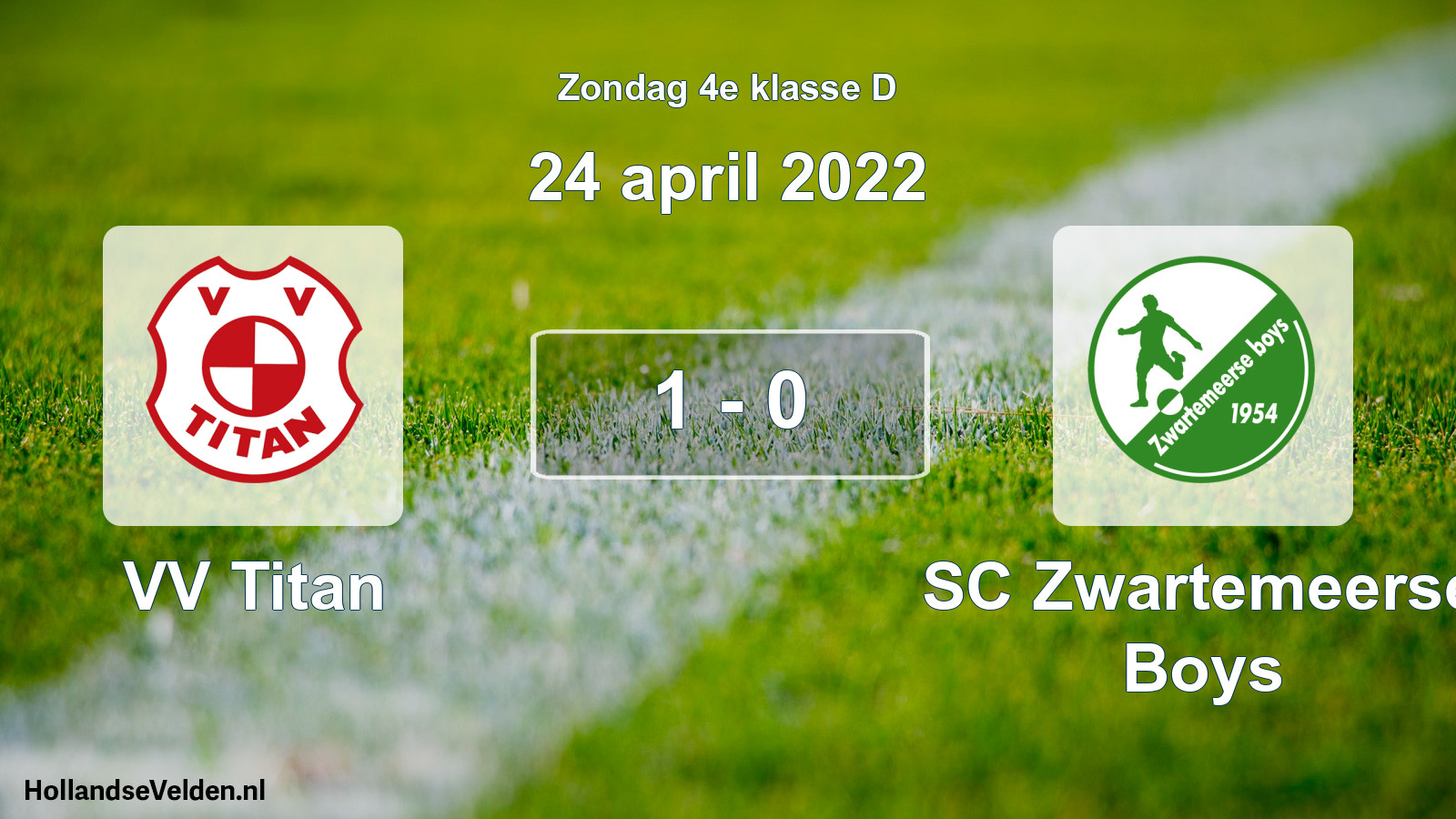 Total number of matches played: VV Titan - SC Zwartemeerse Boys 1 - 0 (24 April 2022)