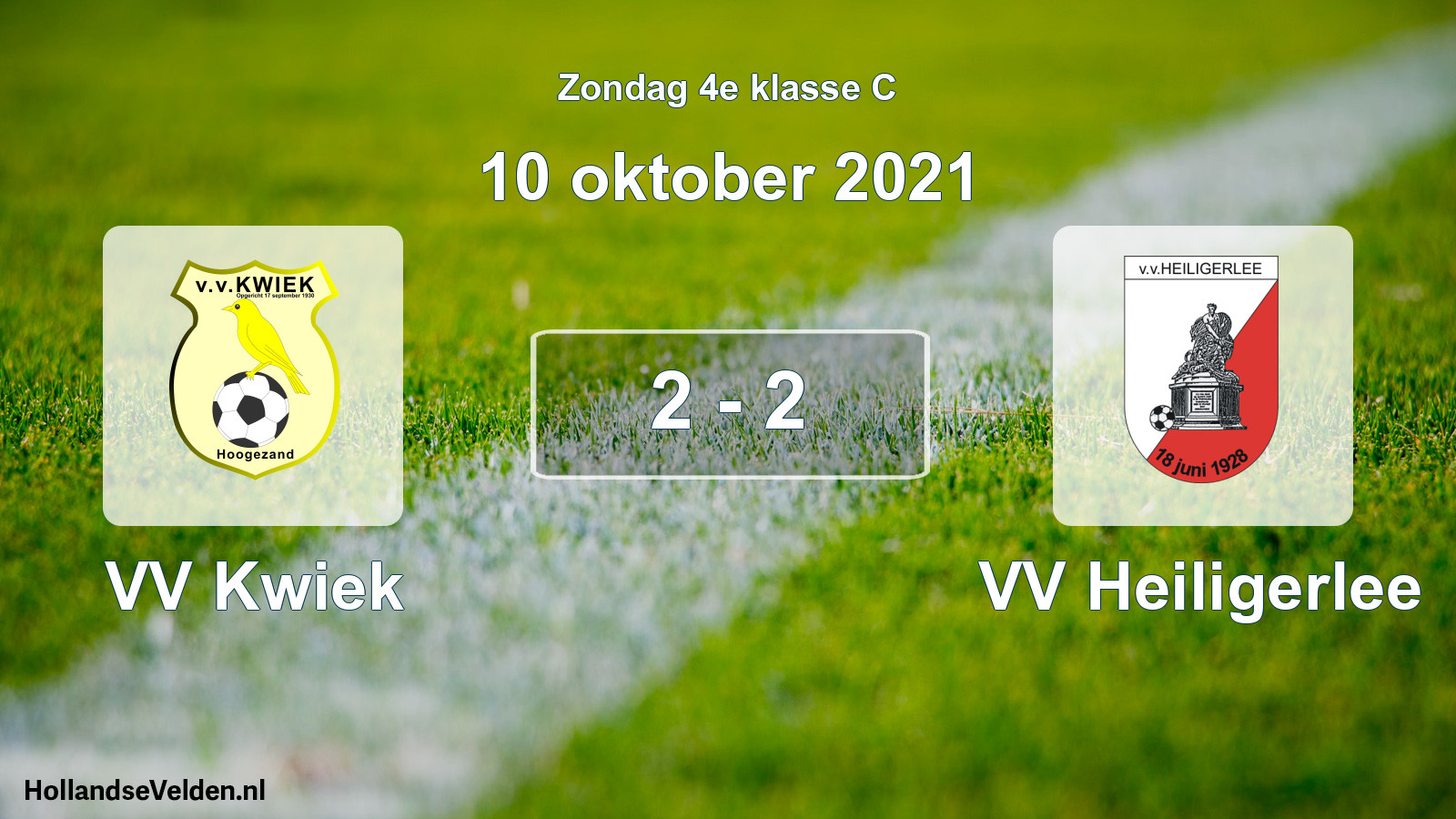 Total number of matches played: VV Kwiek - VV Heiligerlee 2 - 2 (10 October 2021)