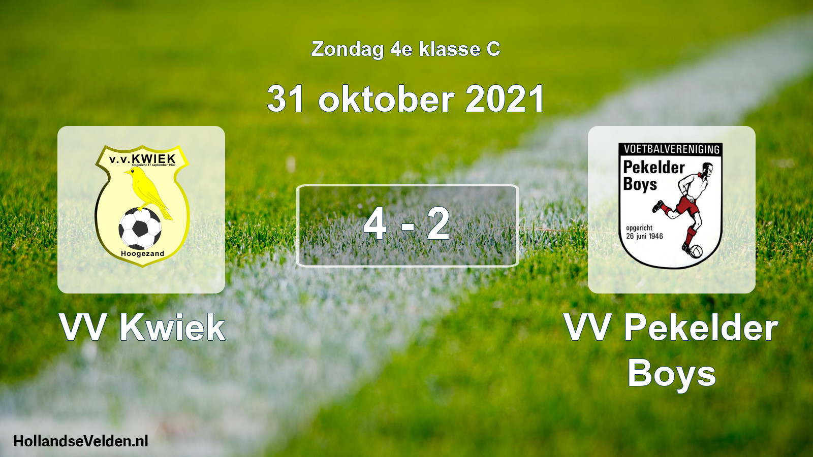 Total number of matches played: VV Kwiek - VV Pekelder Boys 4 - 2 (31 October 2021)