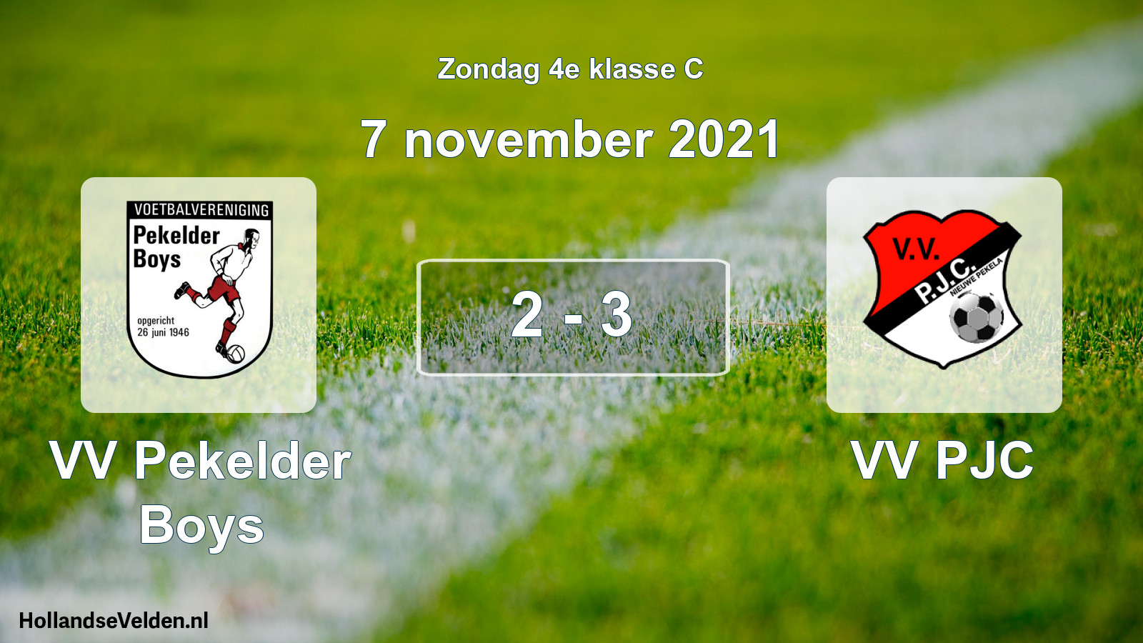 Total number of matches played: VV Pekelder Boys - VV PJC 2 - 3 (7 November 2021)
