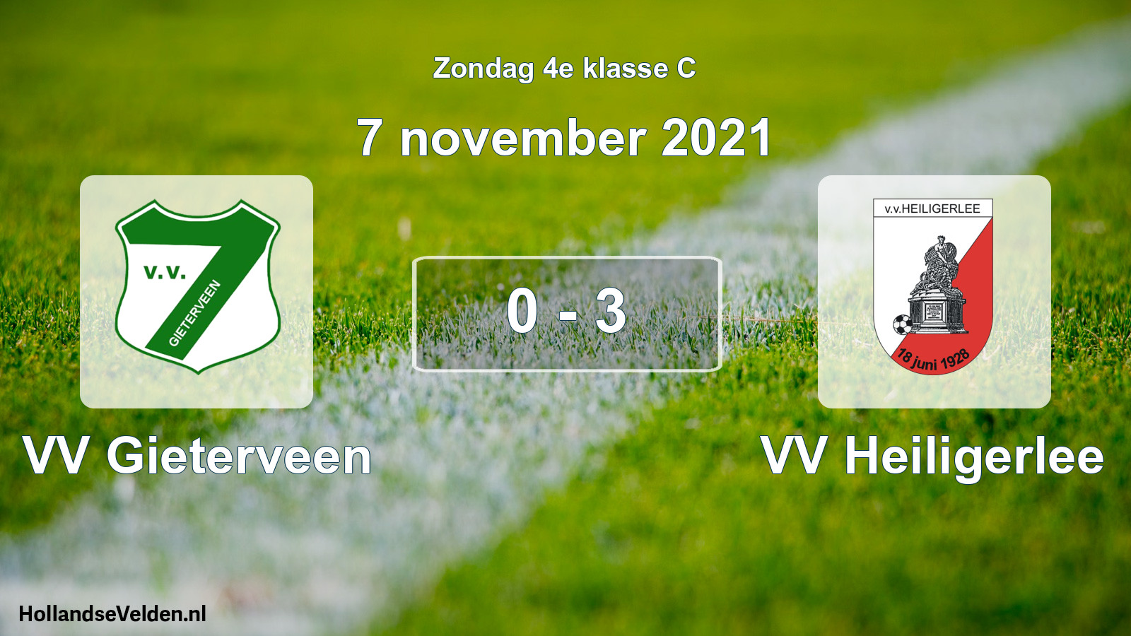 Total number of matches played: VV Gieterveen - VV Heiligerlee 0 - 3 (7 November 2021)