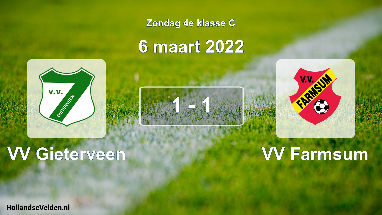 Total number of matches played: VV Gieterveen - VV Farmsum 1 - 1 (6 March 2022)