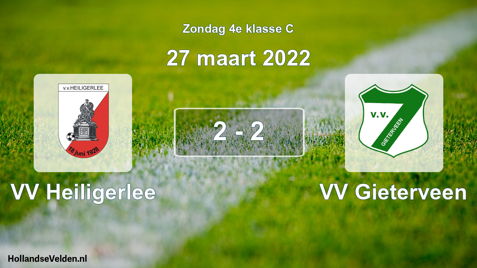 Total number of matches played: VV Heiligerlee - VV Gieterveen 2 - 2 (27 March 2022)