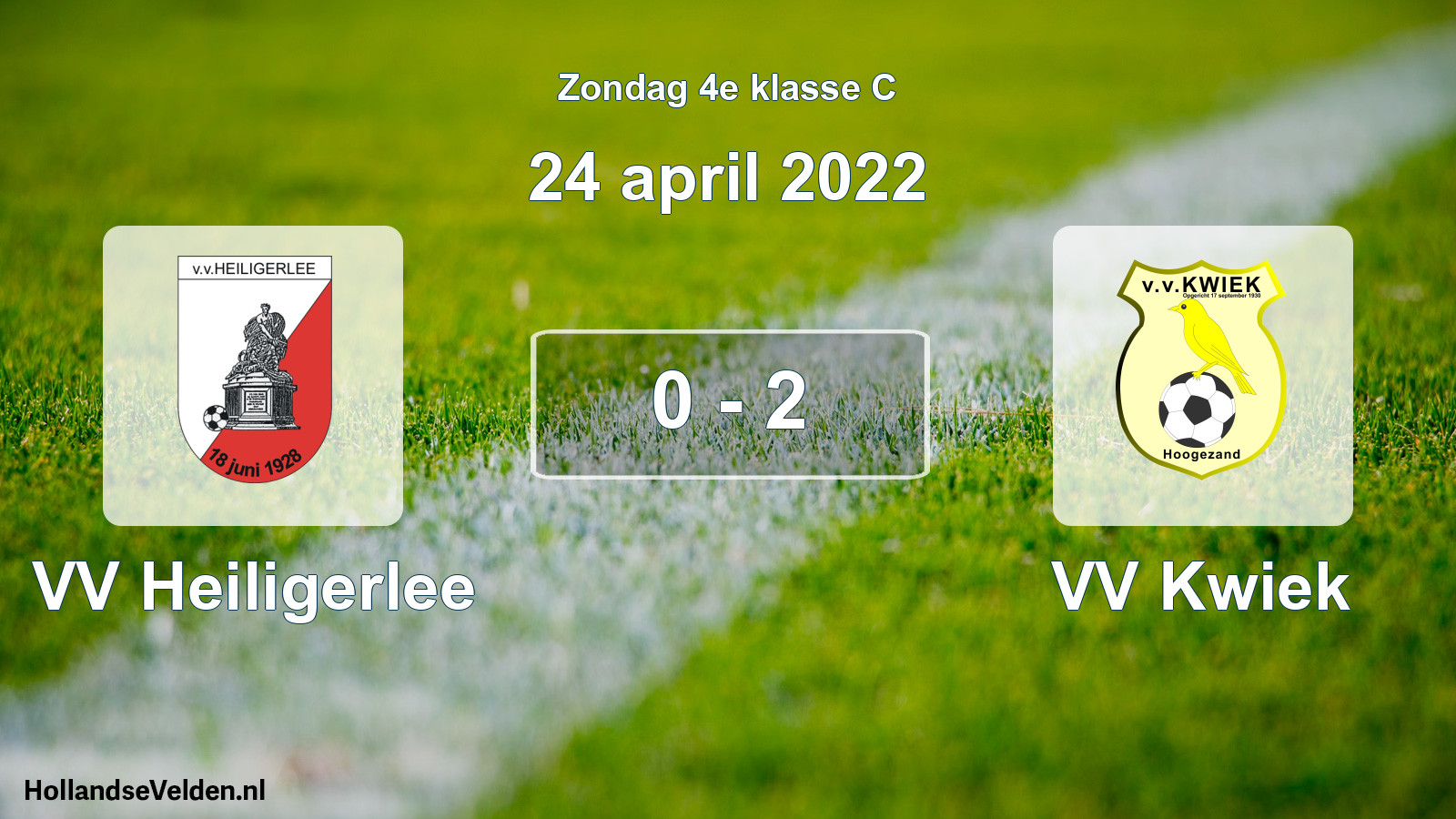 Total number of matches played: VV Heiligerlee - VV Kwiek 0 - 2 (24 April 2022)