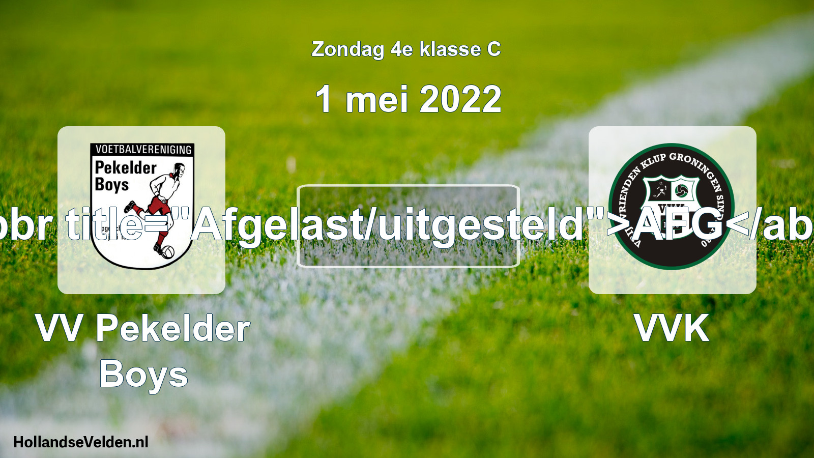 Scheduled Match: VV Pekelder Boys - VVK (1 May 2022)