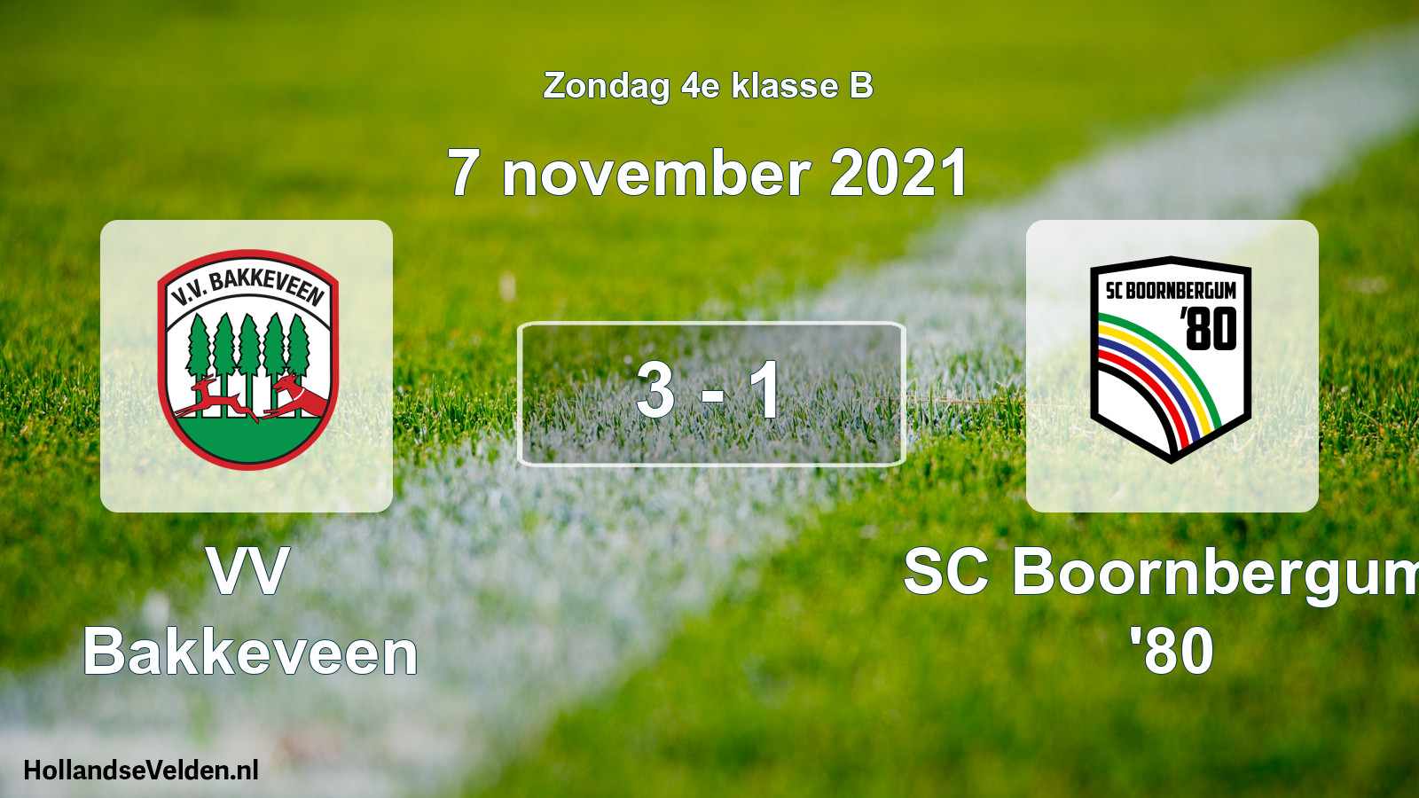 Total number of matches played: VV Bakkeveen - SC Boornbergum '80 3 - 1 (7 November 2021)