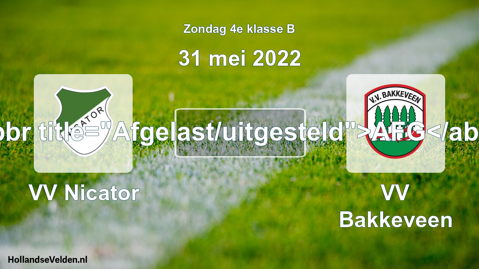 Scheduled Match: VV Nicator - VV Bakkeveen (31 May 2022)