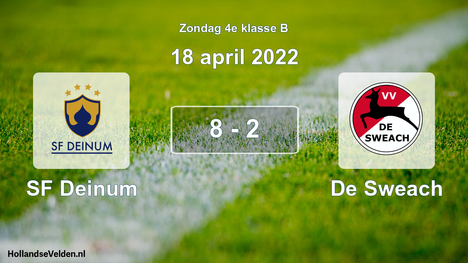Total number of matches played: SF Deinum - De Sweach 8 - 2 (18 April 2022)