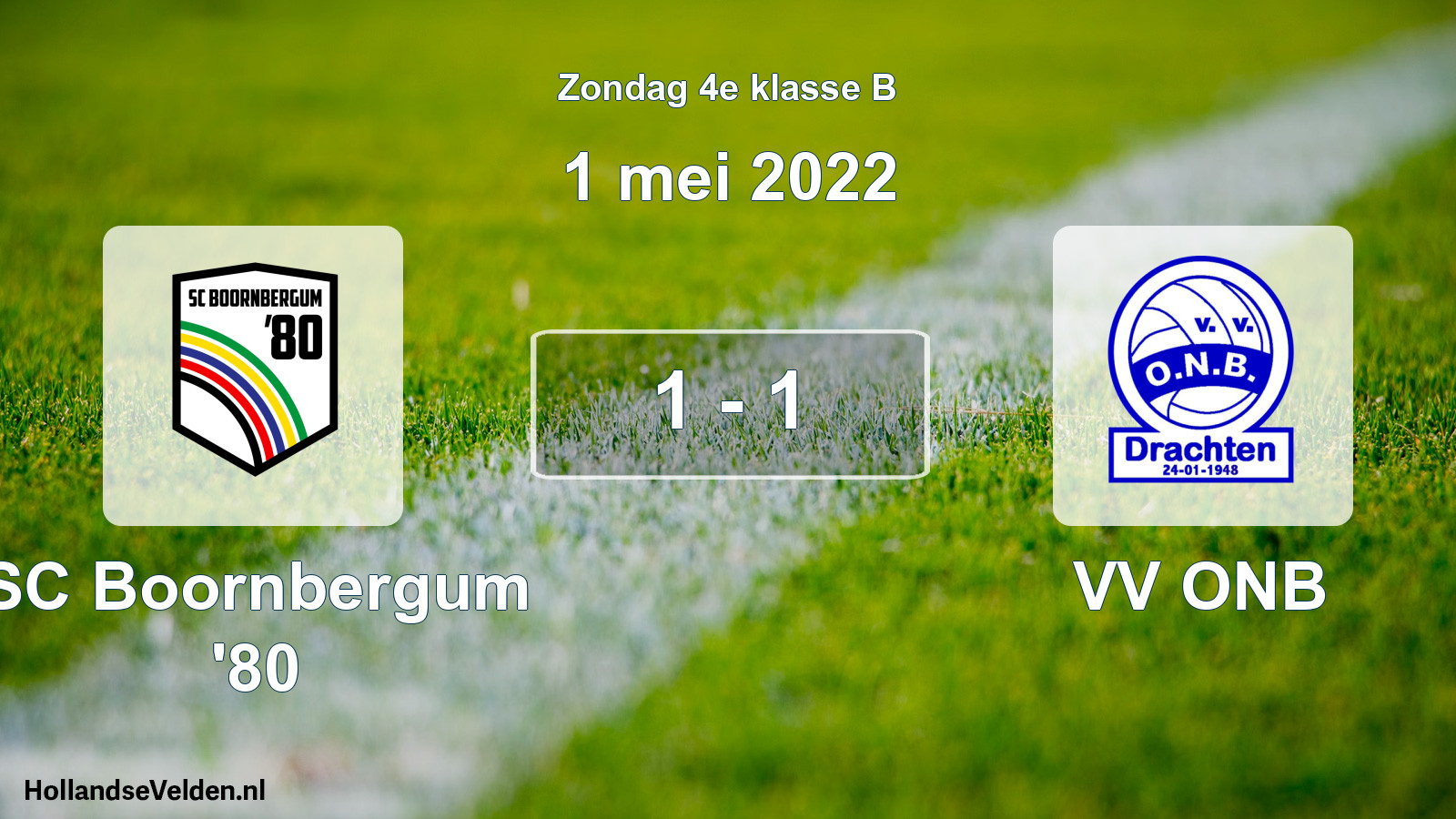 Total number of matches played: SC Boornbergum '80 - VV ONB 1 - 1 (1 May 2022)