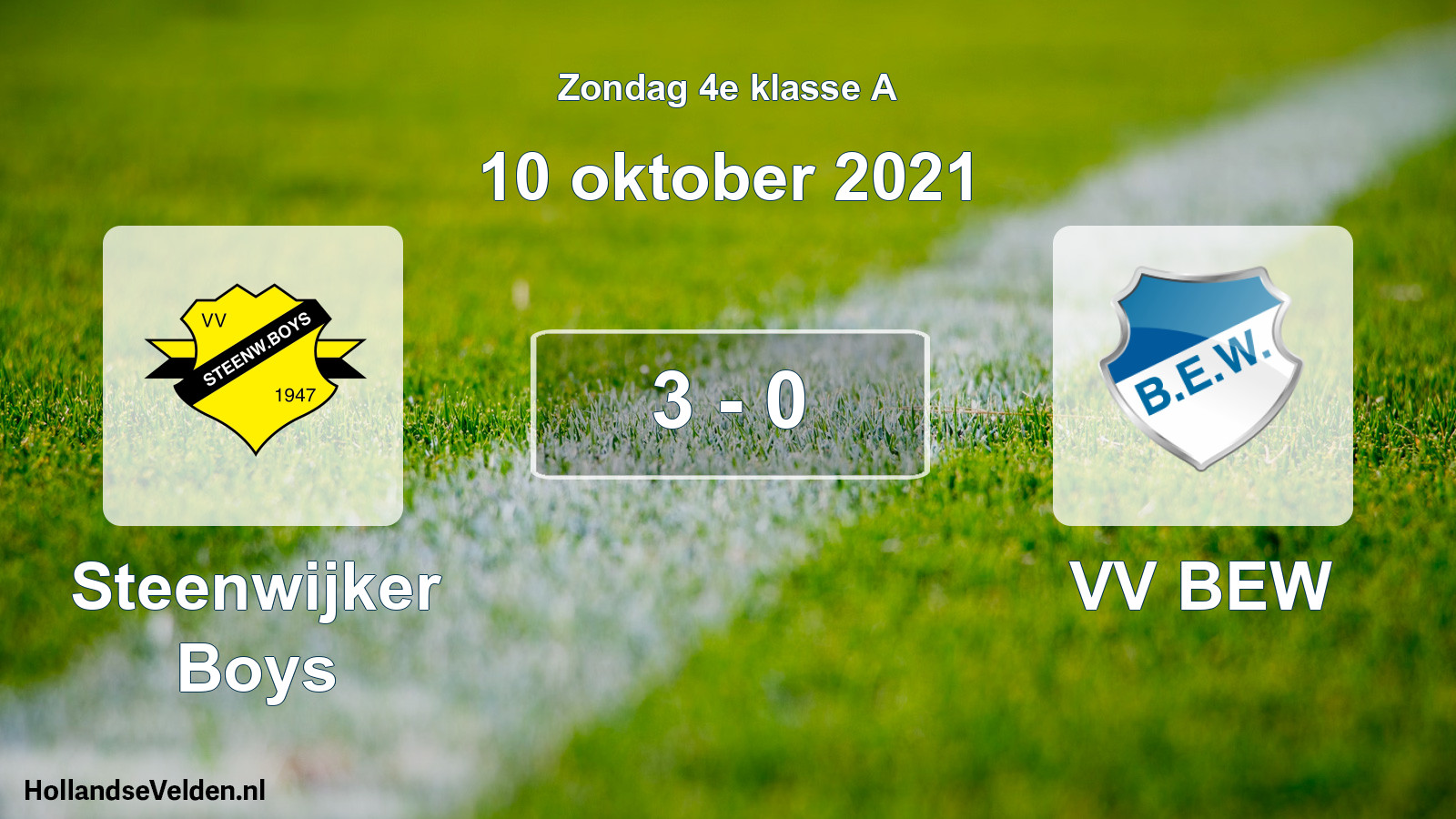Total number of matches played: Steenwijker Boys - VV BEW 3 - 0 (10 October 2021)