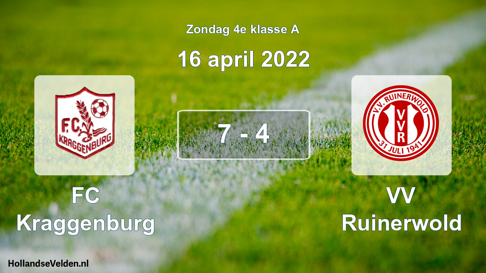 Total number of matches played: FC Kraggenburg - VV Ruinerwold 7 - 4 (16 April 2022)