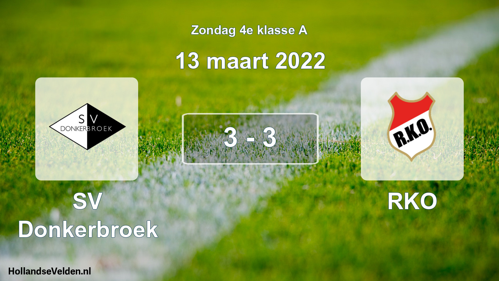 Total number of matches played: SV Donkerbroek - RKO 3 - 3 (13 March 2022)