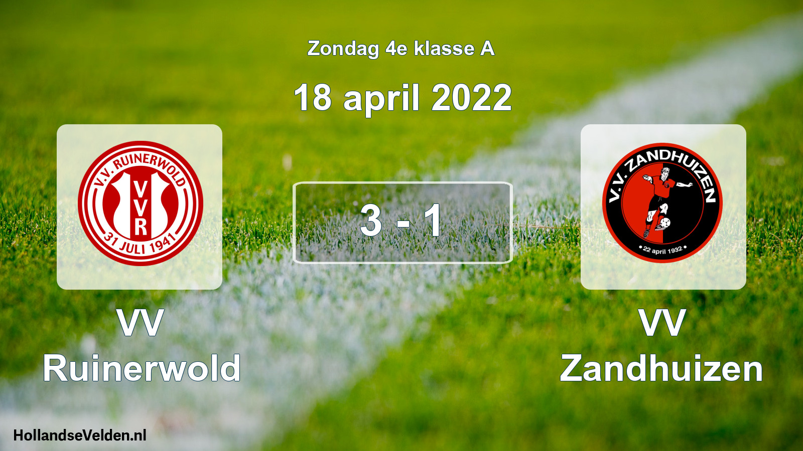 Total number of matches played: VV Ruinerwold - VV Zandhuizen 3 - 1 (18 April 2022)