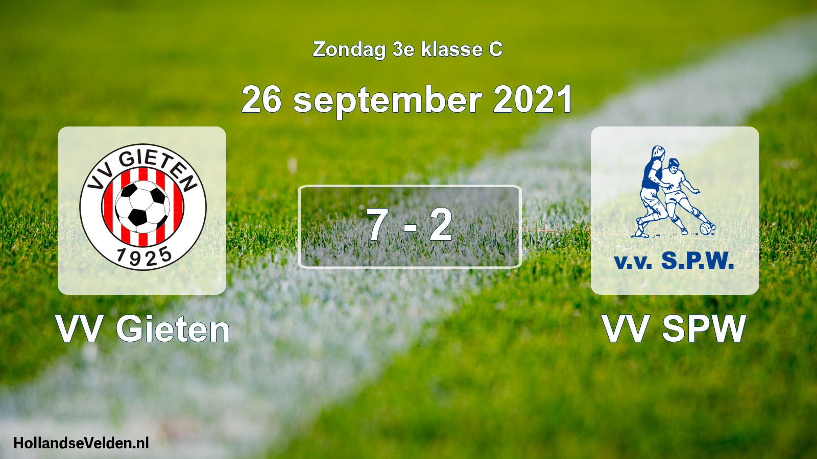 Total number of matches played: VV Gieten - VV SPW 7 - 2 (26 September 2021)