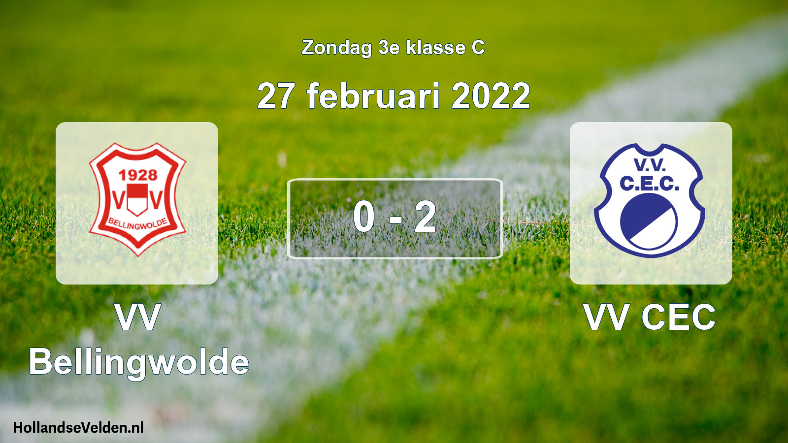 Total number of matches played: VV Bellingwolde - VV CEC 0 - 2 (27 February 2022)