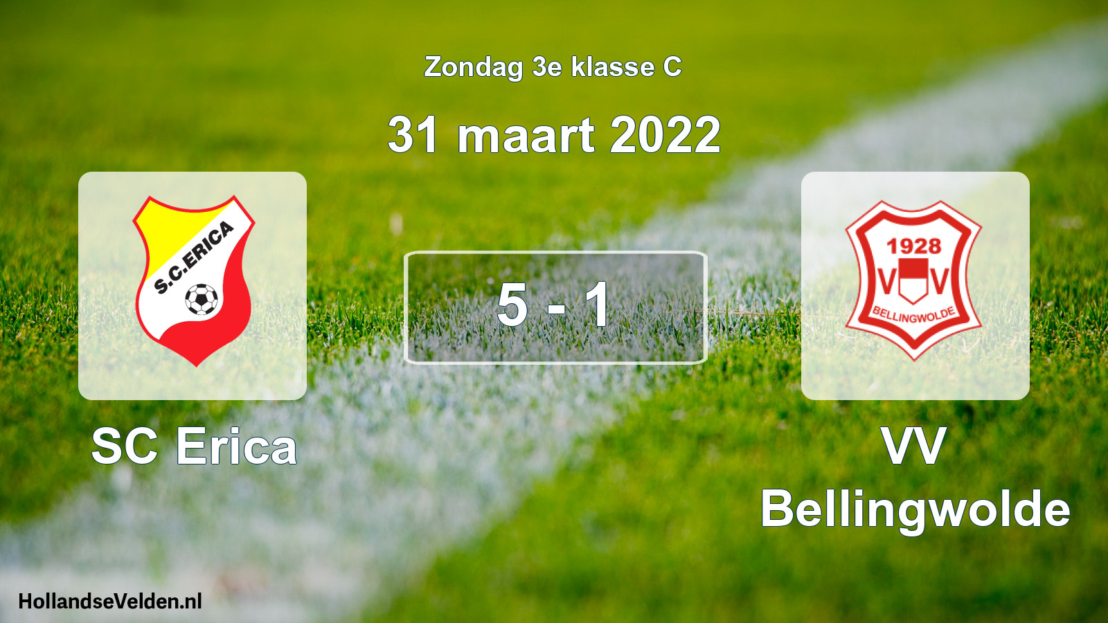 Total number of matches played: SC Erica - VV Bellingwolde 5 - 1 (31 March 2022)
