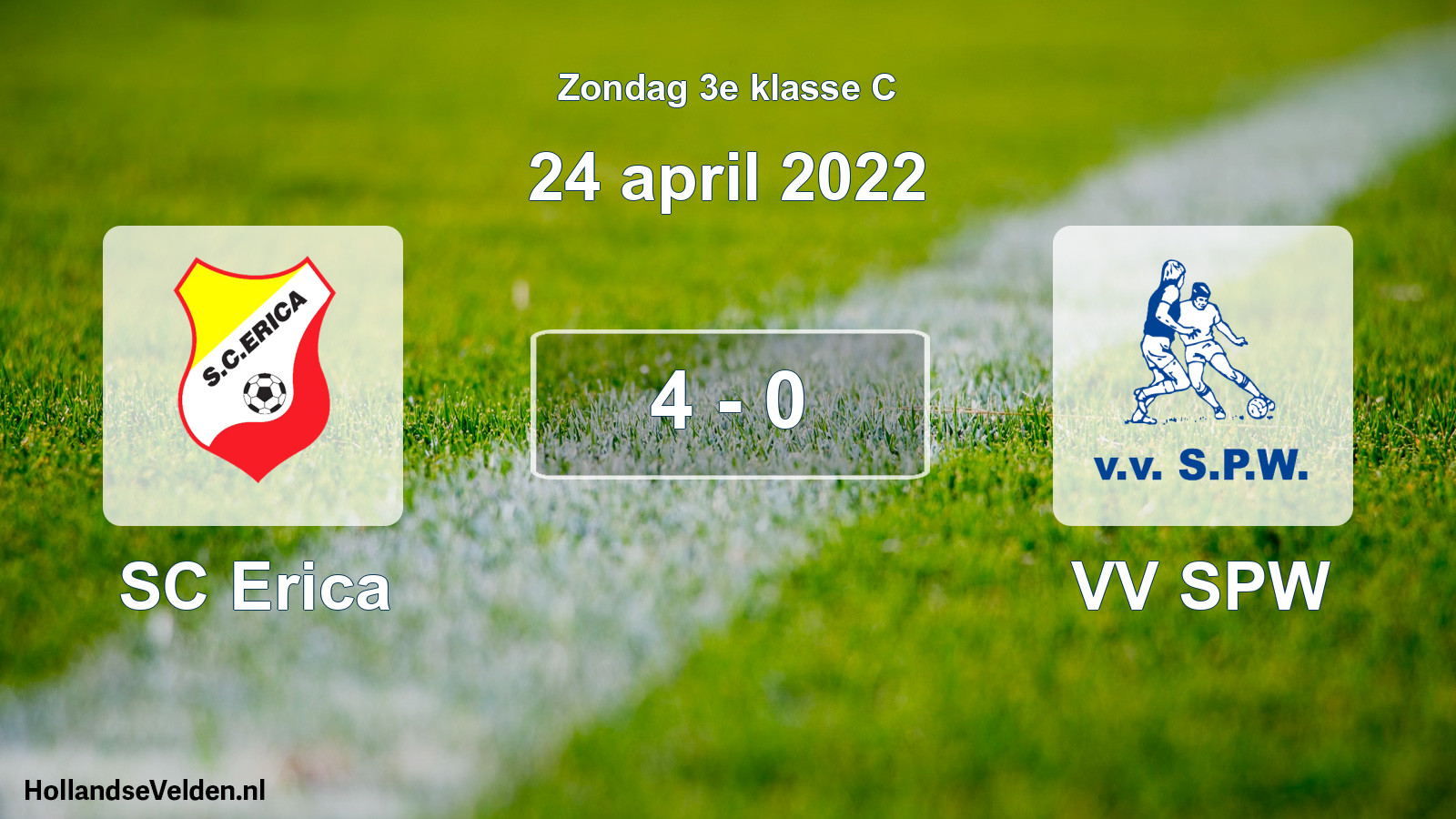 Total number of matches played: SC Erica - VV SPW 4 - 0 (24 April 2022)