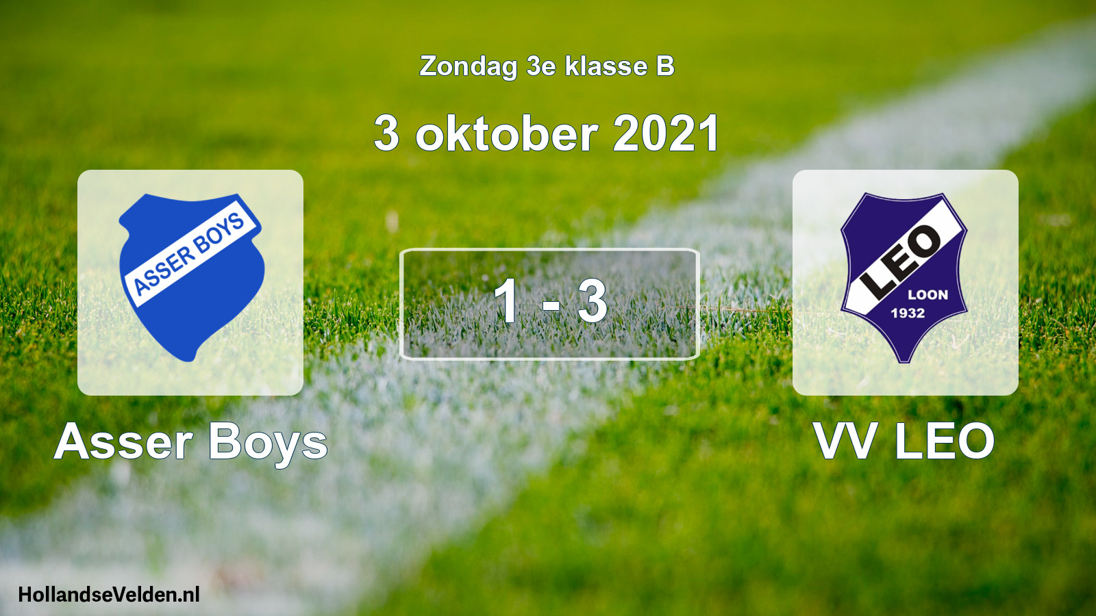 Total number of matches played: Asser Boys - VV LEO 1 - 3 (3 October 2021)