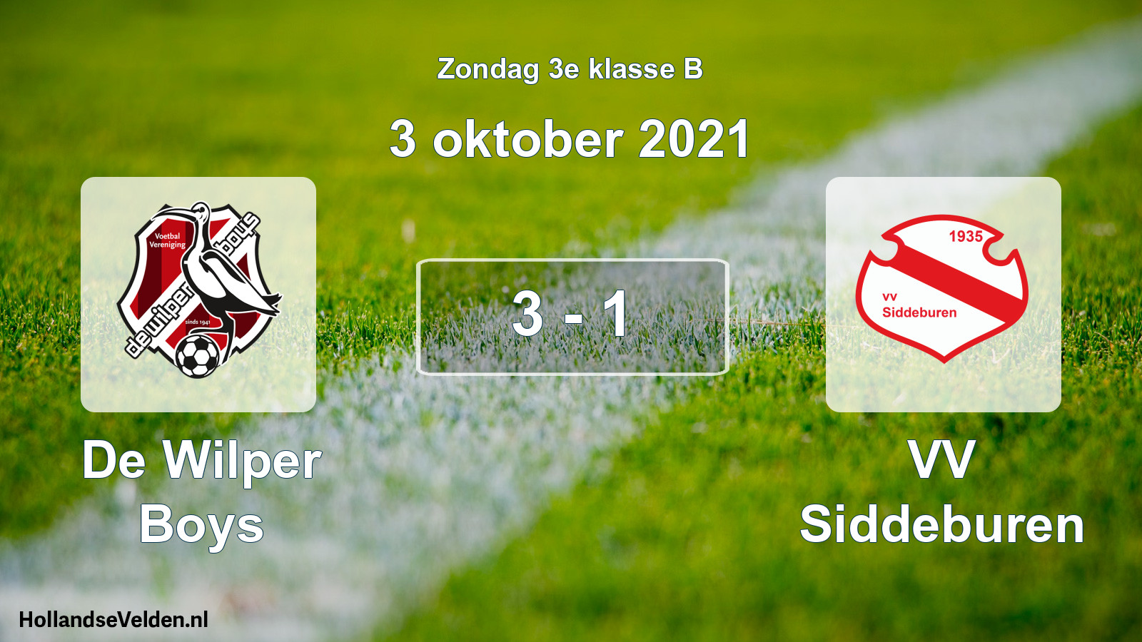 Total number of matches played: De Wilper Boys - VV Siddeburen 3 - 1 (3 October 2021)