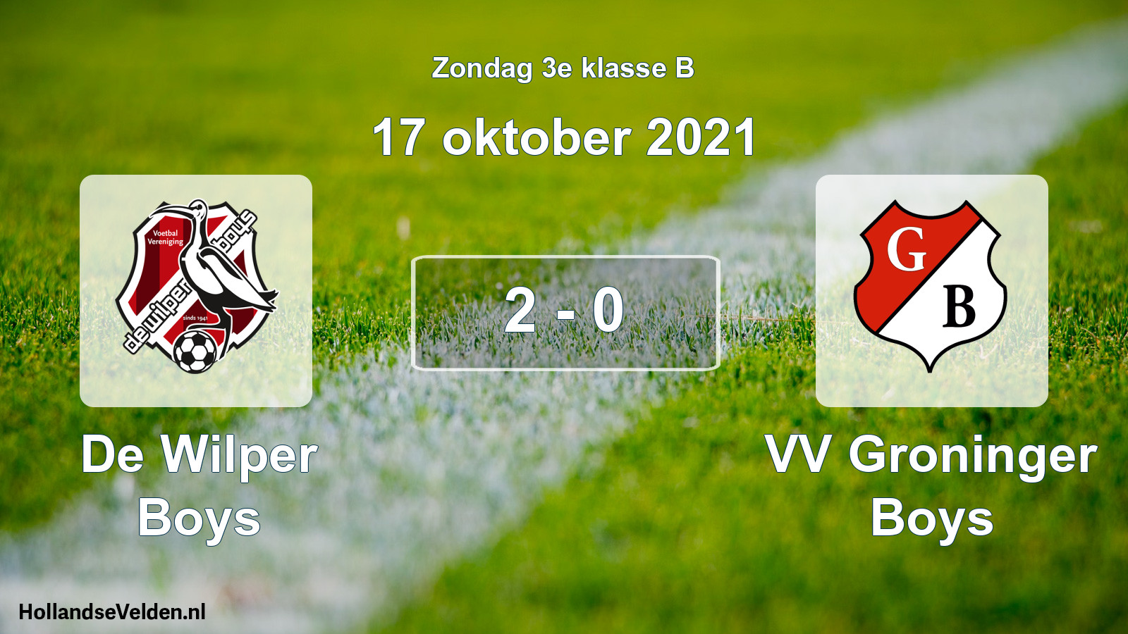 Total number of matches played: De Wilper Boys - VV Groninger Boys 2 - 0 (17 October 2021)