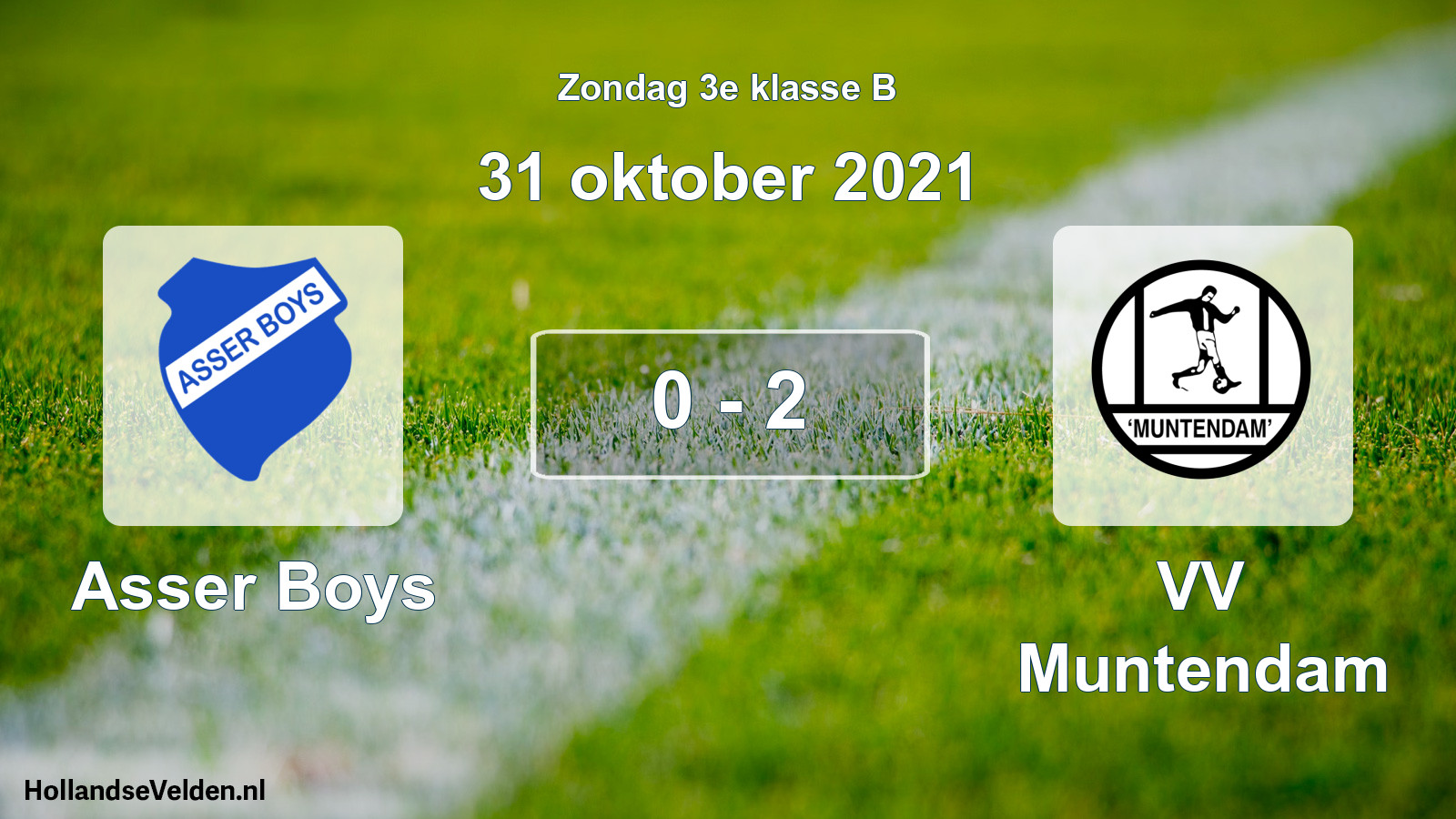 Total number of matches played: Asser Boys - VV Muntendam 0 - 2 (31 October 2021)