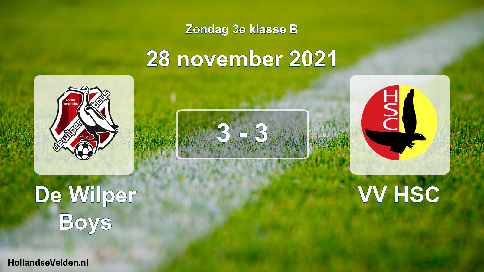 Total number of matches played: De Wilper Boys - VV HSC 3 - 3 (28 November 2021)