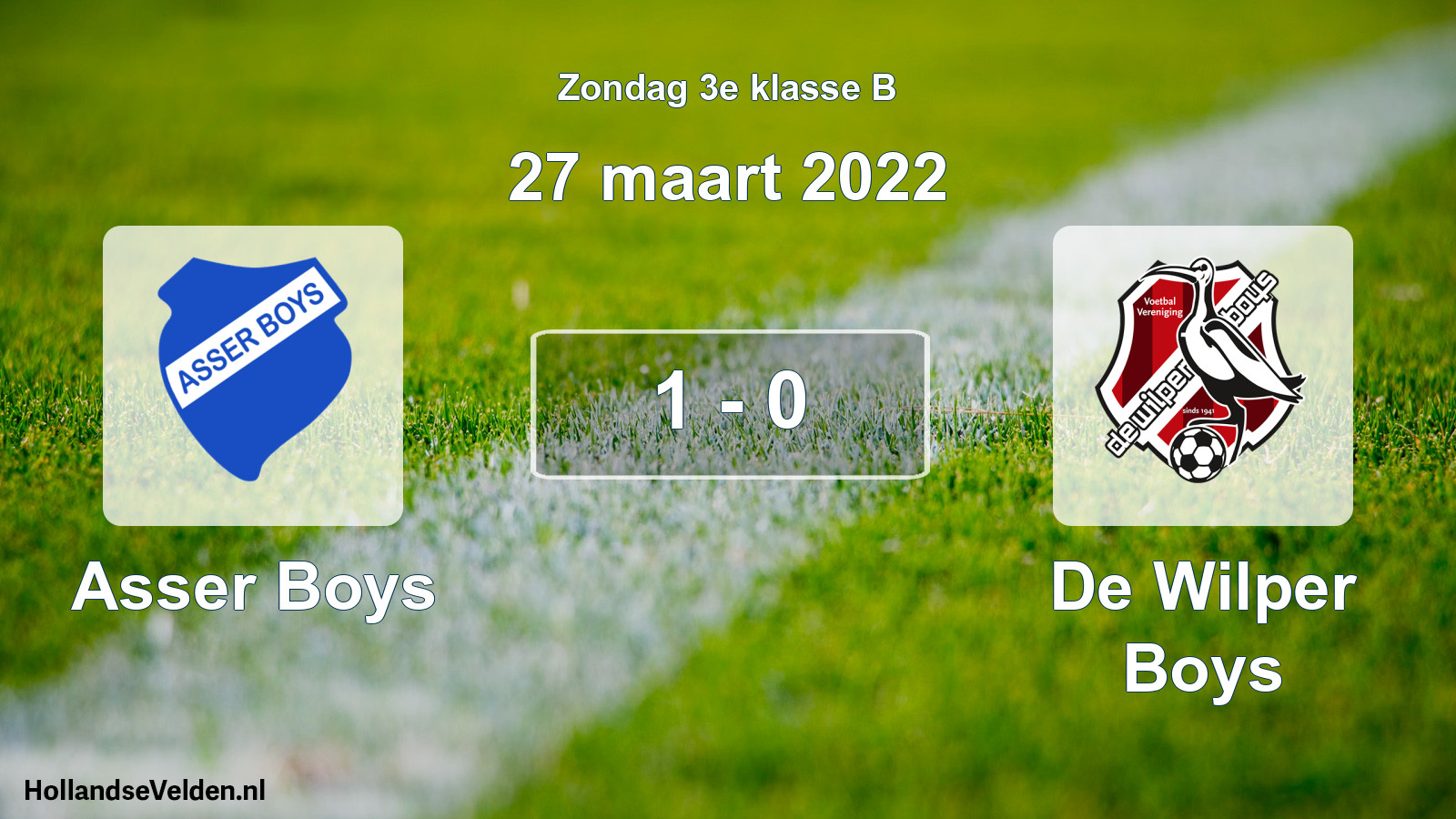 Total number of matches played: Asser Boys - De Wilper Boys 1 - 0 (27 March 2022)