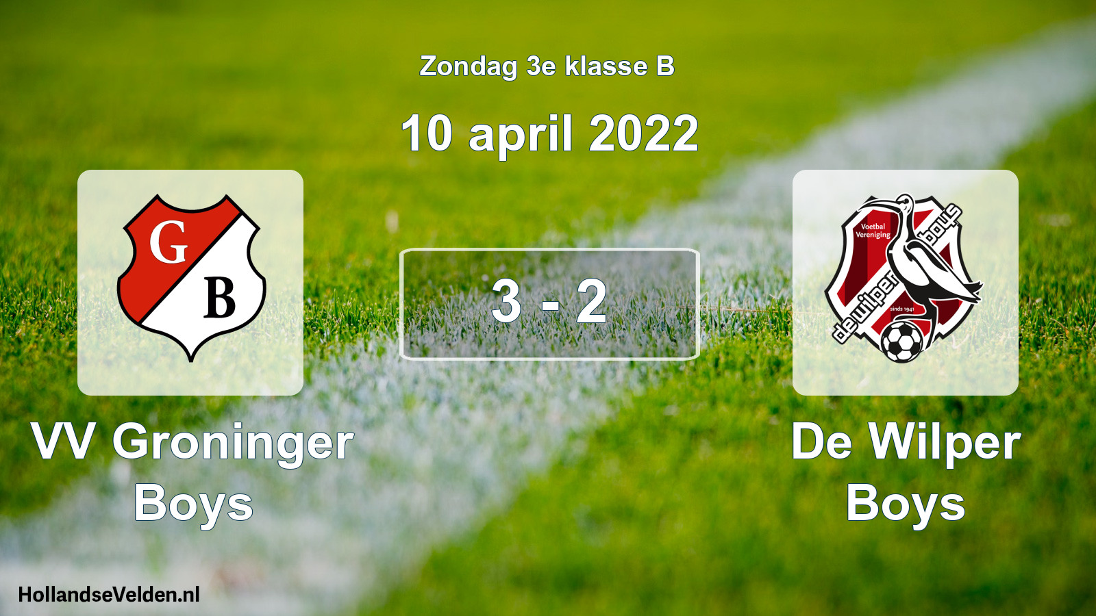 Total number of matches played: VV Groninger Boys - De Wilper Boys 3 - 2 (10 April 2022)