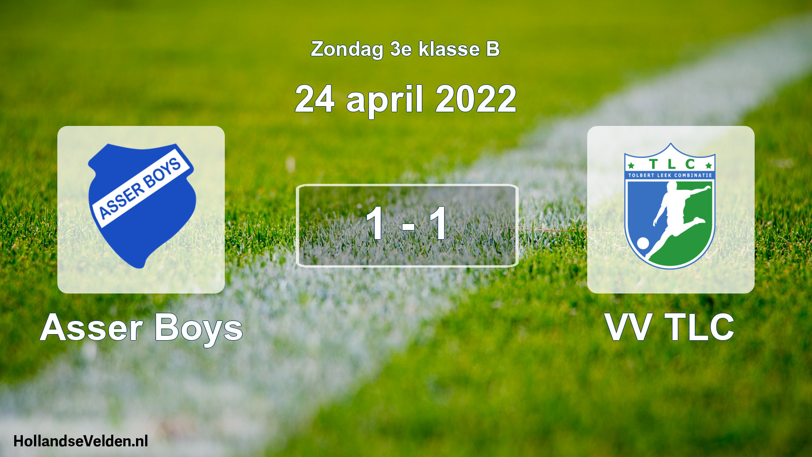 Total number of matches played: Asser Boys - VV TLC 1 - 1 (24 April 2022)