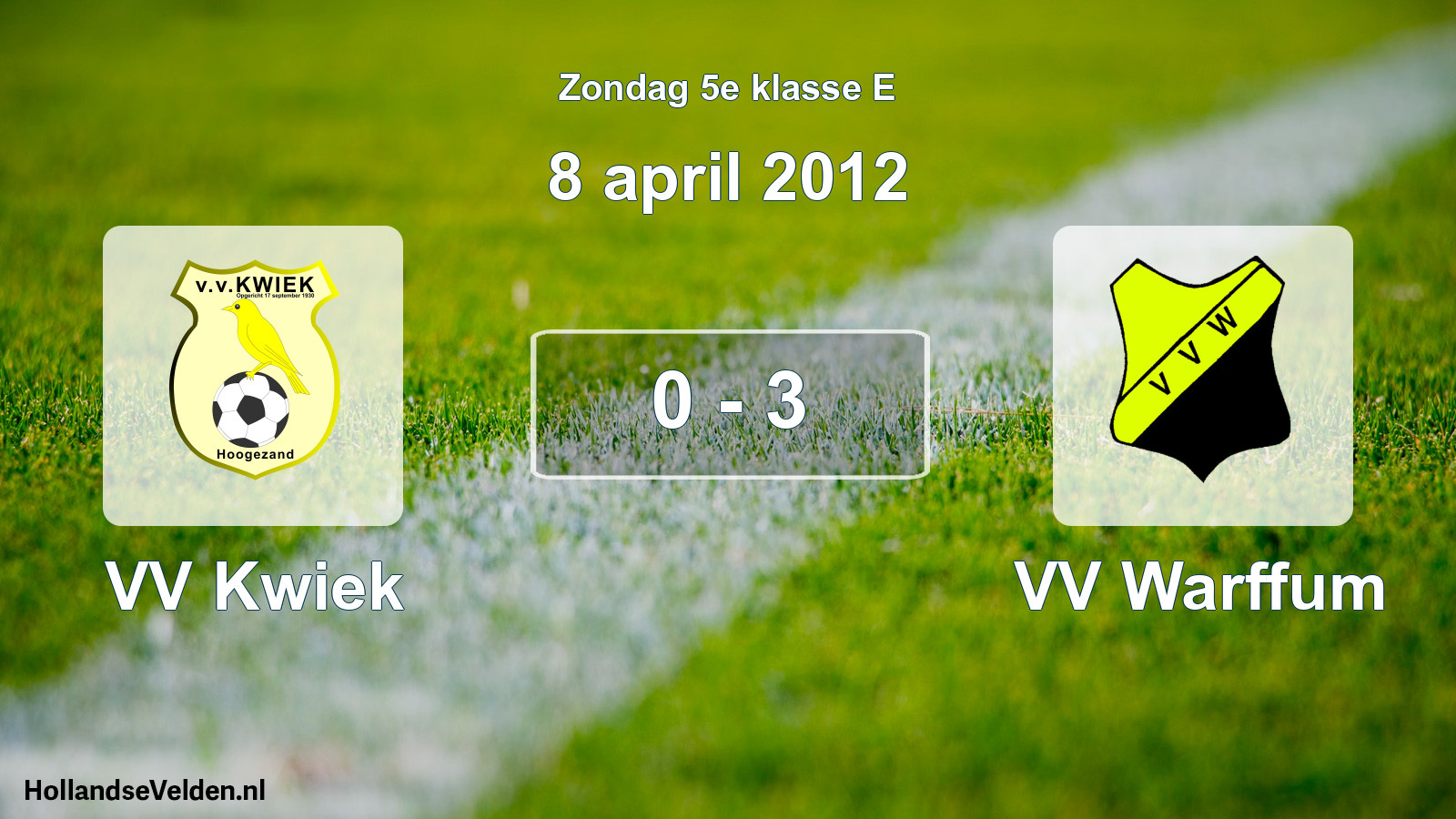 Total number of matches played: VV Kwiek - VV Warffum 0 - 3 (8 April 2012)