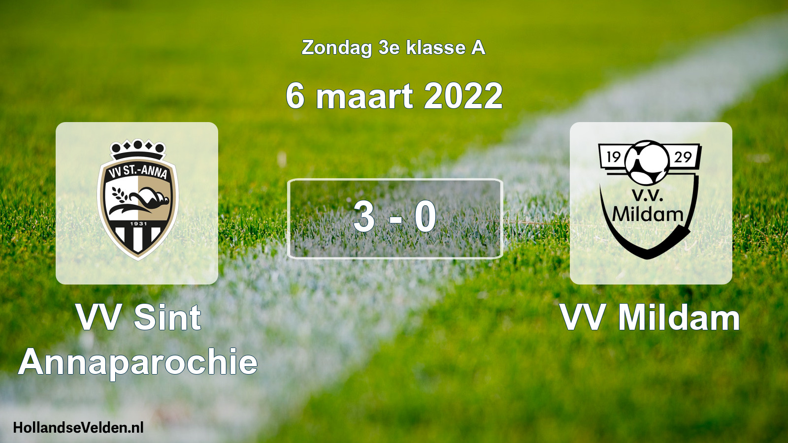 Total number of matches played: VV Sint Annaparochie - VV Mildam 3 - 0 (6 March 2022)