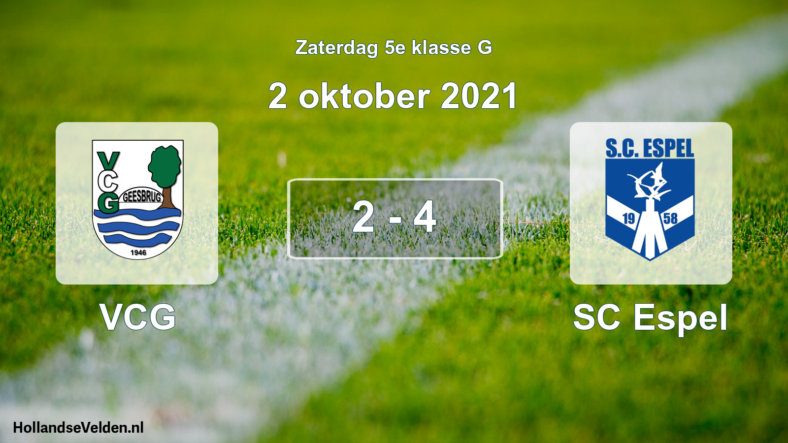 Total number of matches played: VCG - SC Espel 2 - 4 (2 October 2021)