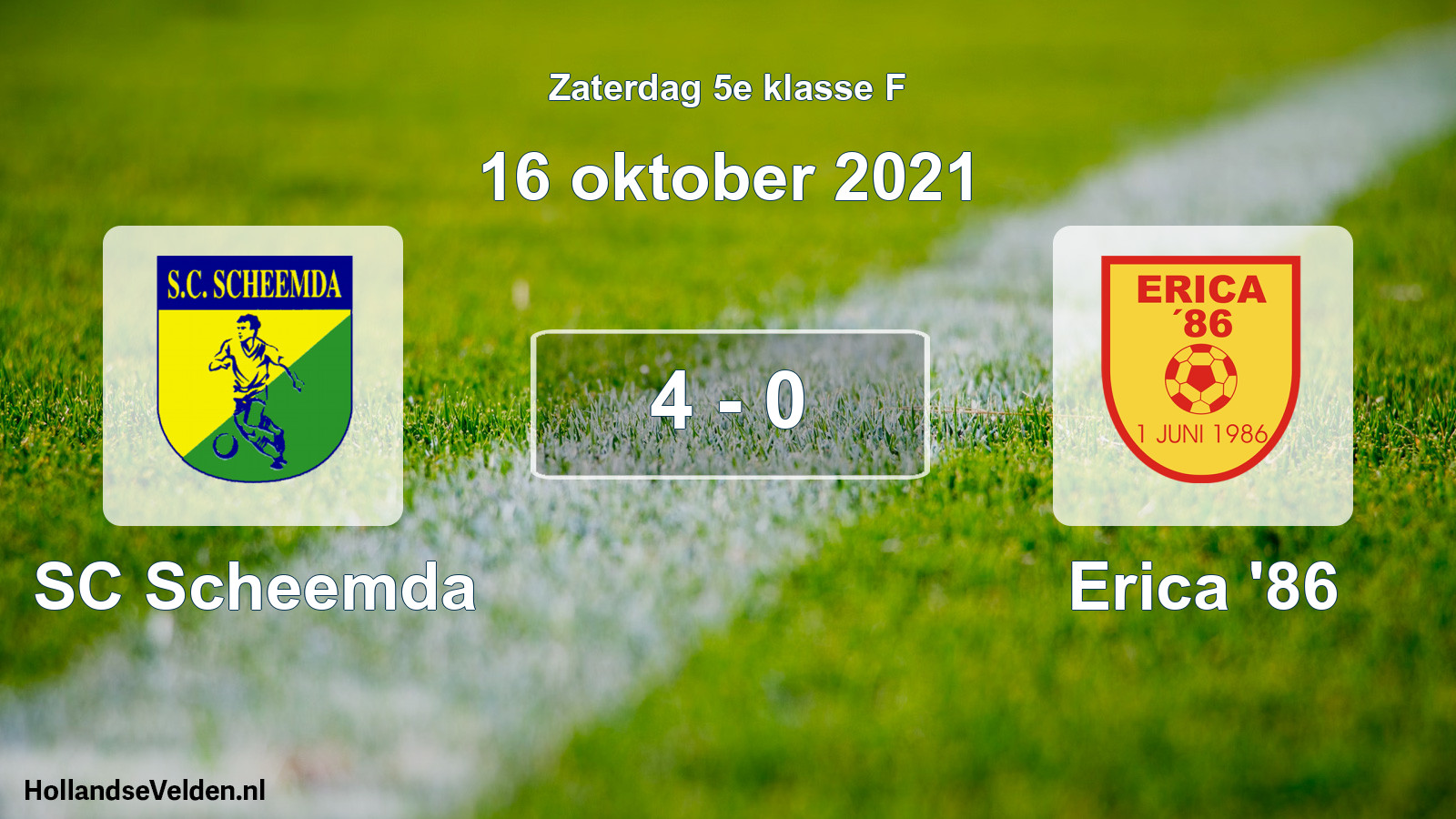 Total number of matches played: SC Scheemda - Erica '86 4 - 0 (16 October 2021)
