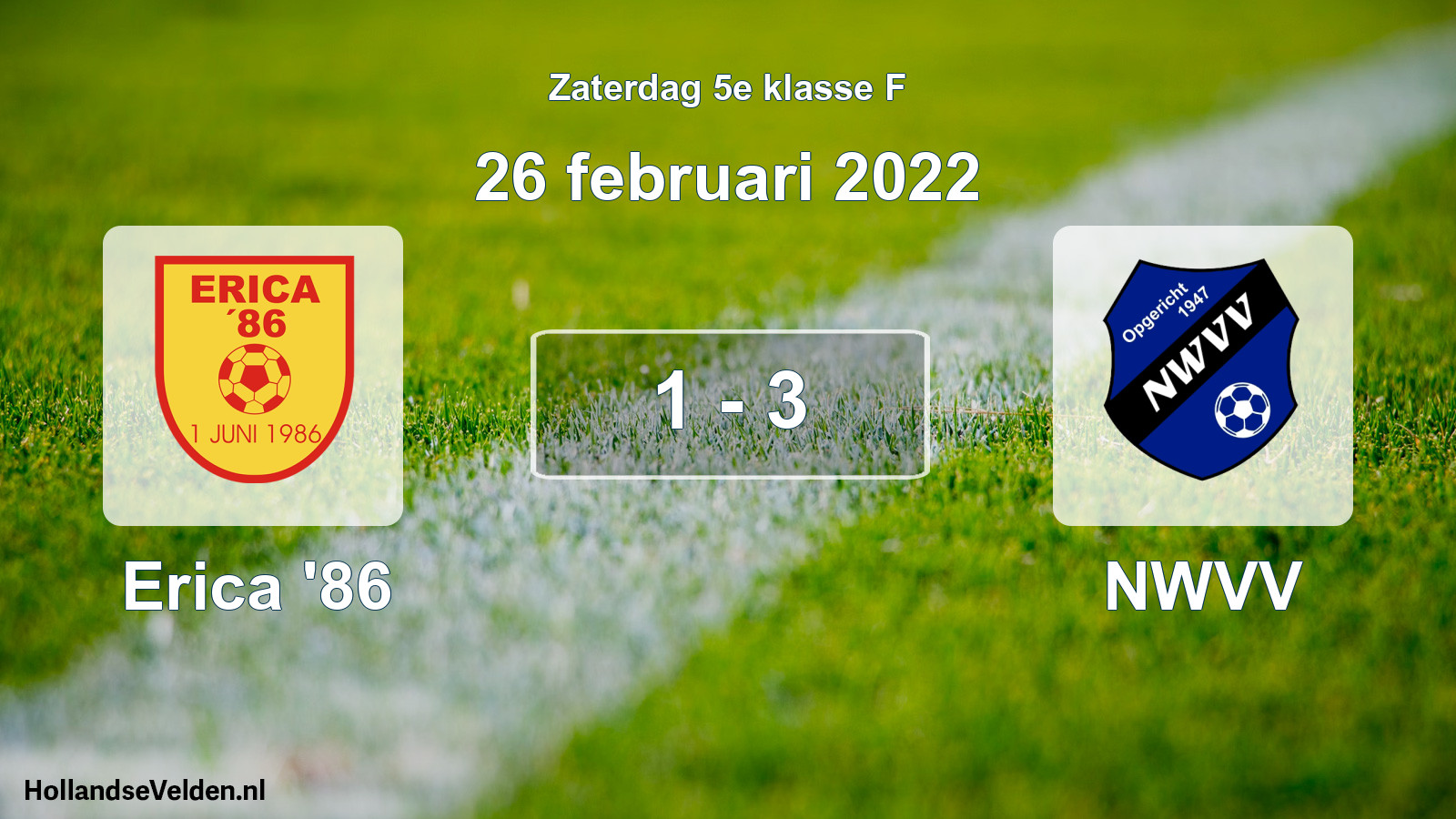 Total number of matches played: Erica '86 - NWVV 1 - 3 (26 February 2022)