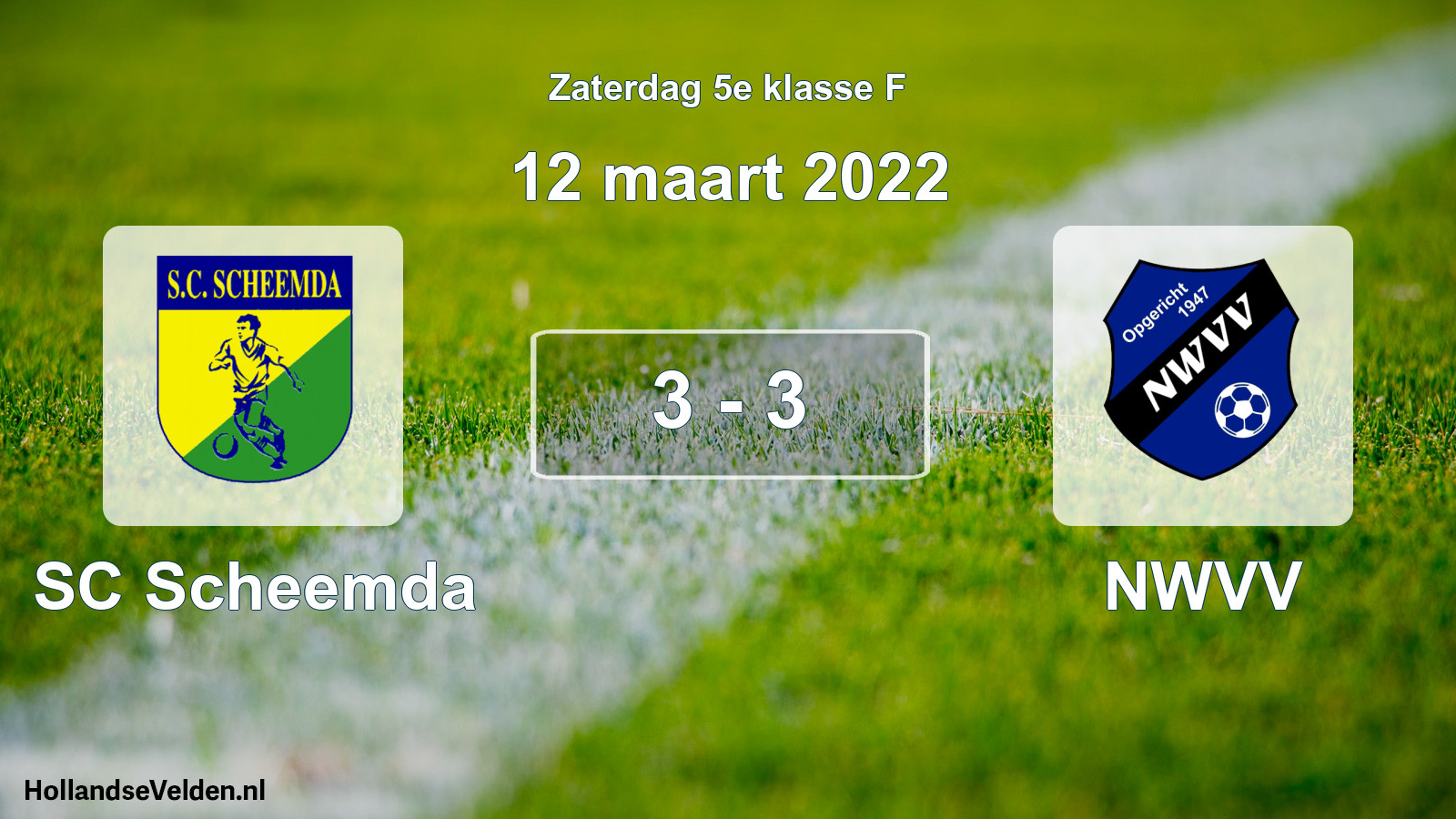 Total number of matches played: SC Scheemda - NWVV 3 - 3 (12 March 2022)