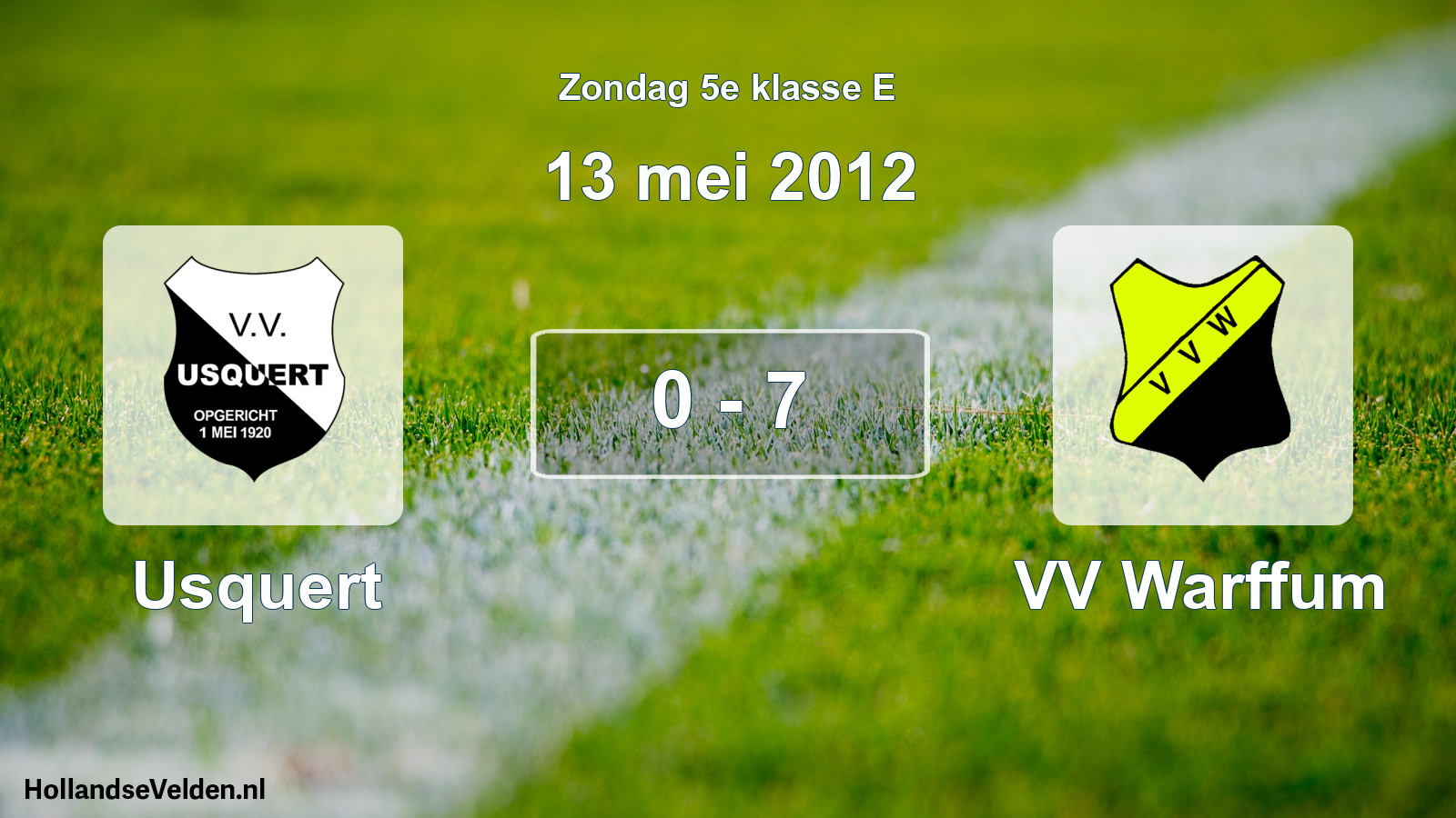 Total number of matches played: Usquert - VV Warffum 0 - 7 (13 May 2012)