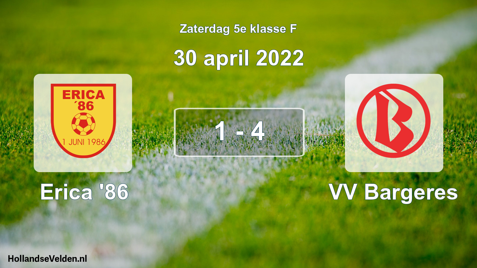 Total number of matches played: Erica '86 - VV Bargeres 1 - 4 (30 April 2022)