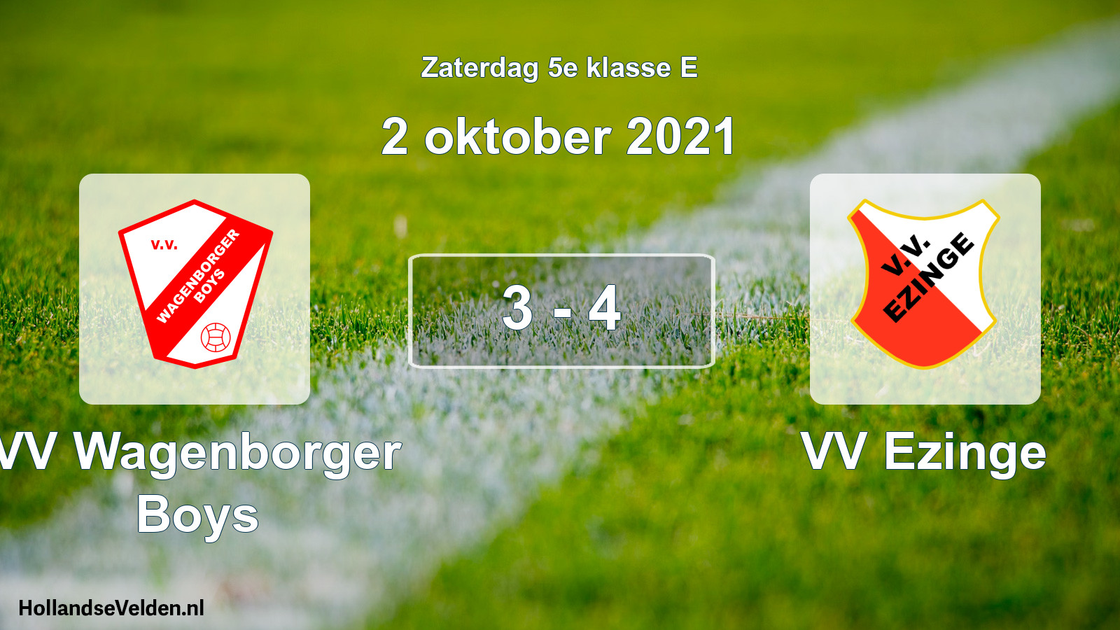 Total number of matches played: VV Wagenborger Boys - VV Ezinge 3 - 4 (2 October 2021)