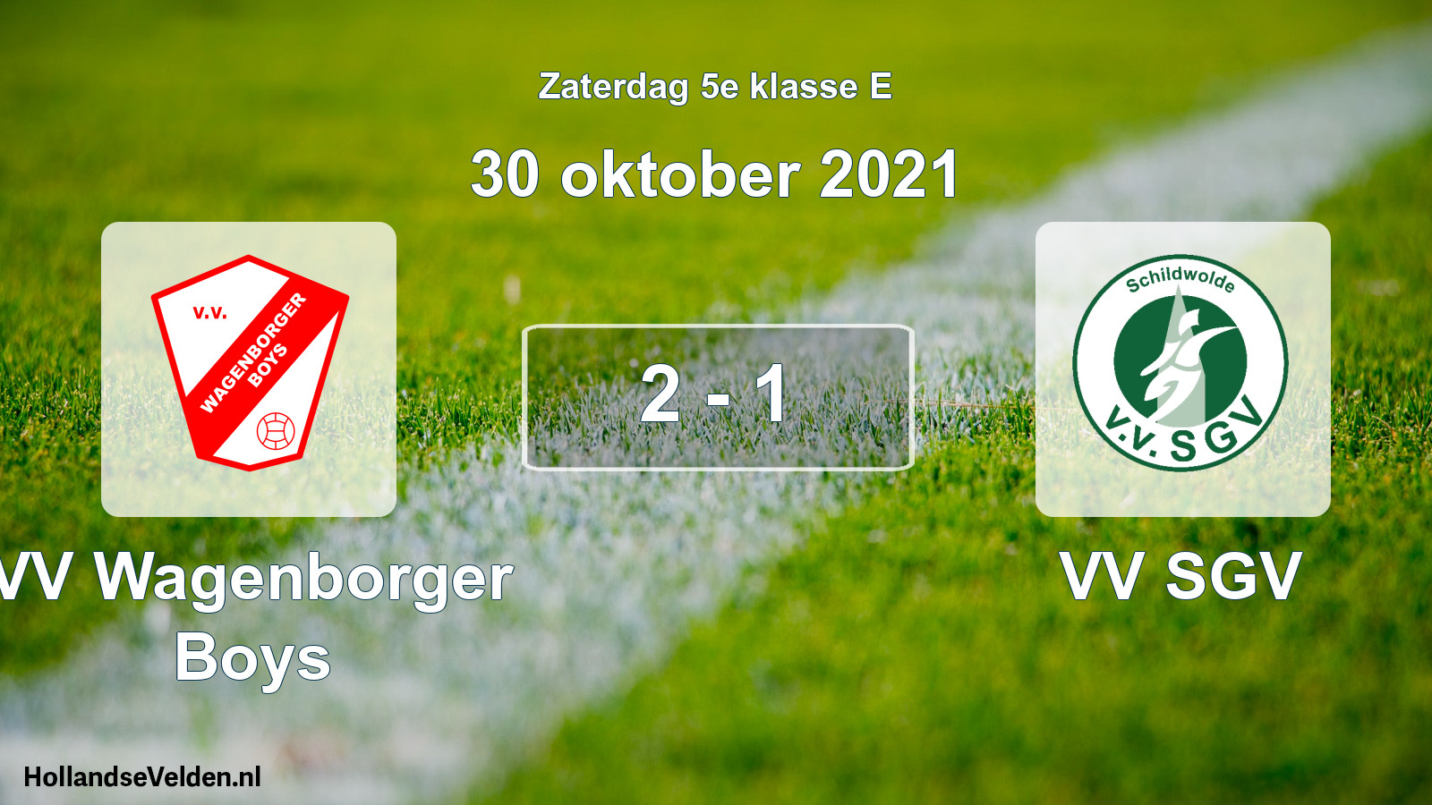 Total number of matches played: VV Wagenborger Boys - VV SGV 2 - 1 (30 October 2021)